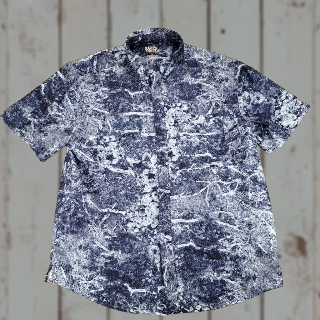 Vintage Mens Abstract Print Short Sleeve Button Up Shirt Blue Large Size US L / EU 52-54 / 3 - 1 Thumbnail