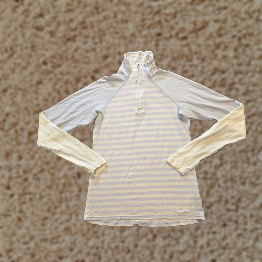Patagonia Patagonia Womens Medium Gray Yellow Striped Capilene Layer 1/4 Zip Outdoor Size M / US 6-8 / IT 42-44 - 1 Thumbnail