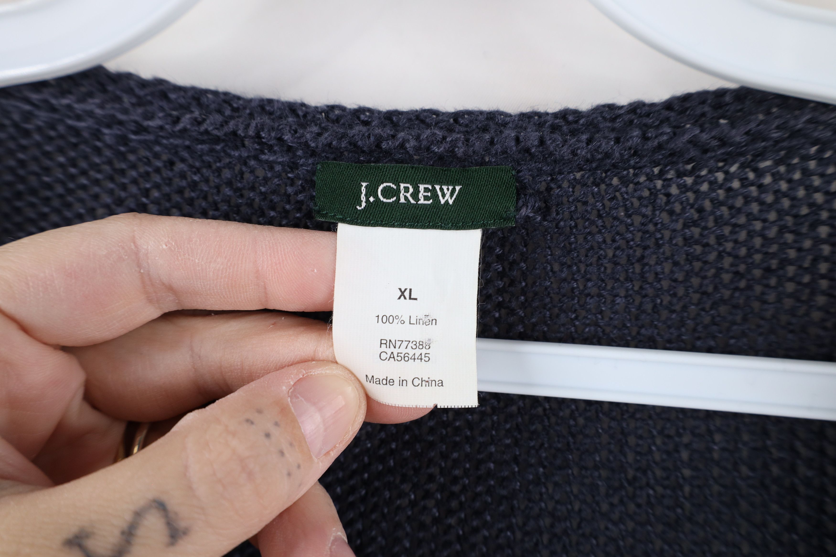 J.Crew × Vintage Vintage 90s J Crew Linen Knit Baggy Fit Sweater Navy Blue Size XL / US 12-14 / IT 48-50 - 5 Thumbnail