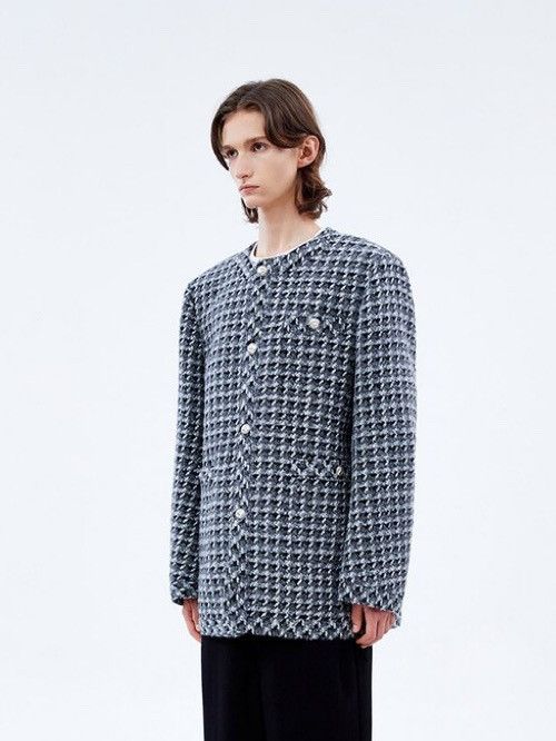 Ader Error Grey Tweed Round Collar Blazer Size 34R - 1 Thumbnail