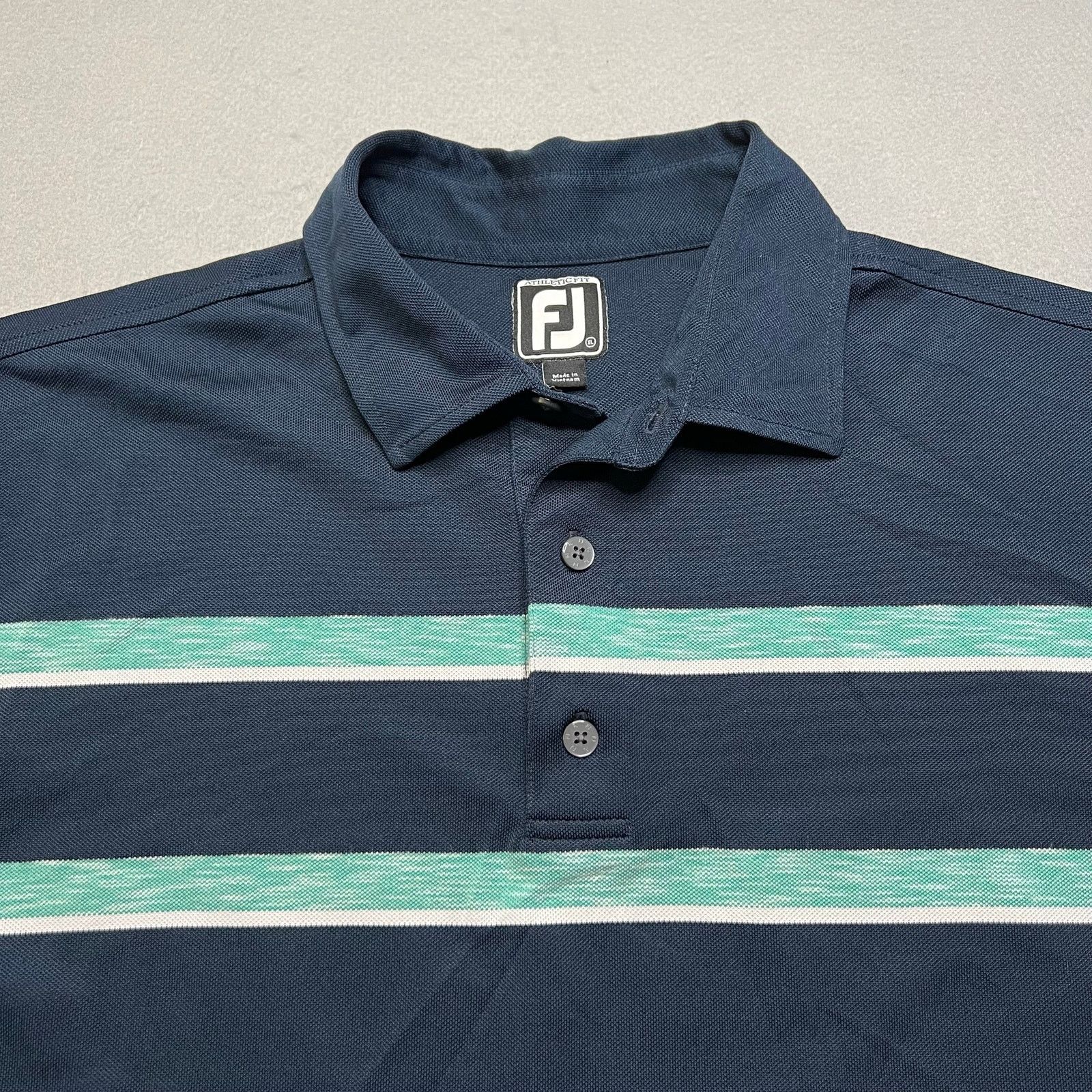 Footjoy FootJoy Athletic Fit Golf Polo Shirt Men’s XL Blue Striped Size US XL / EU 56 / 4 - 2 Thumbnail