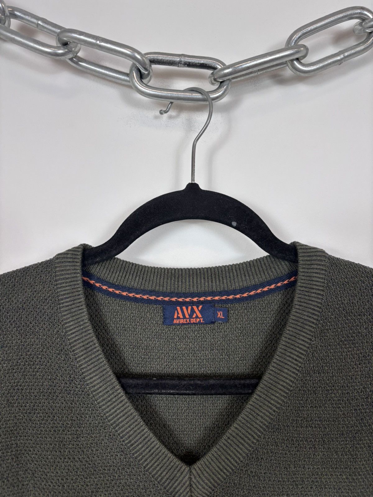 Avirex Avirex Men’s Khaki Green V-Neck Sweater Pullover Military Size US XL / EU 56 / 4 - 4 Thumbnail