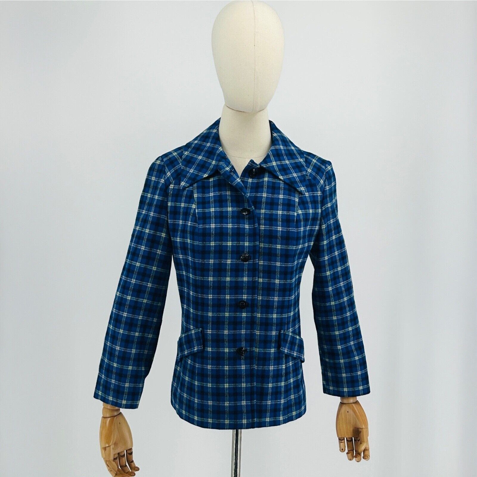 Pendleton 60s/70s Pendleton Blue Plaid 100% WOOL Preppy Jacket Size M Size M / US 6-8 / IT 42-44 - 1 Thumbnail