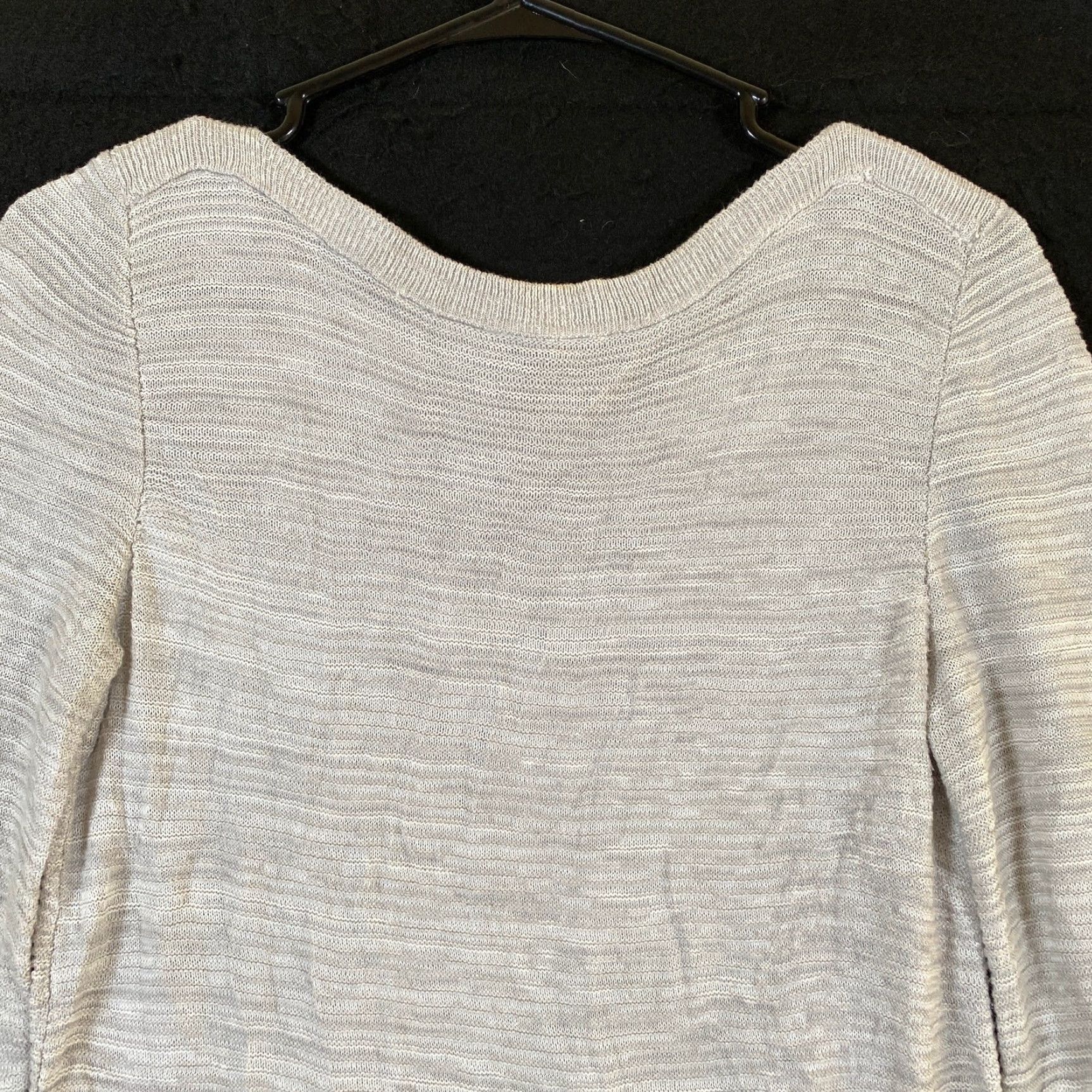Ann Taylor Ann Taylor Factory Womens Sweater Beige Boat Neck Long Sleeve Knit Slit Hem S Size S / US 4 / IT 40 - 2 Thumbnail