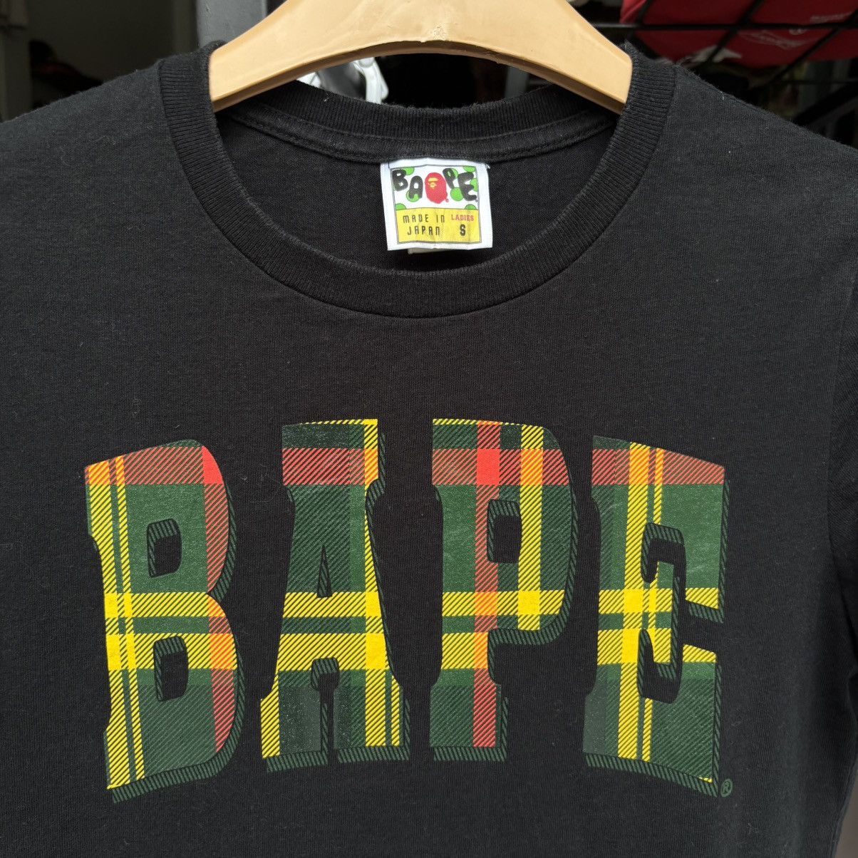 Bape Bape College Font Style Tartan Art Black Tee Size S / US 4 / IT 40 - 2 Thumbnail