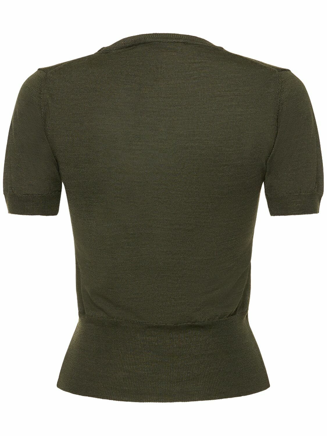 Vivienne Westwood o1f1d3z0226 Bea Logo Knitted T-Shirt in Moss Green Size XS / US 0-2 / IT 36-38 - 5 Thumbnail