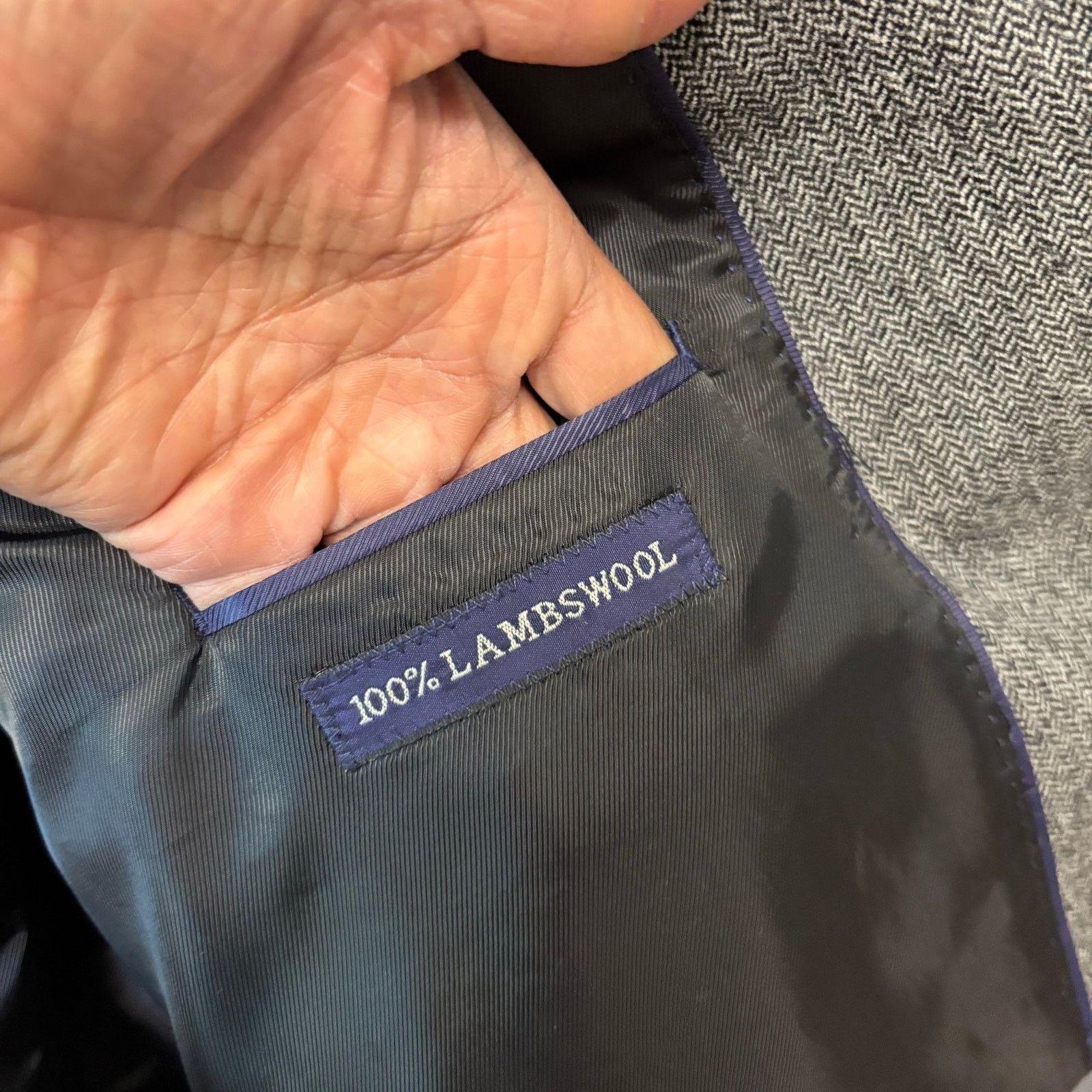 Other Vintage Adolfo 100% Lambswool Gray Herringbone Blazer 48R Size 48R - 12 Thumbnail