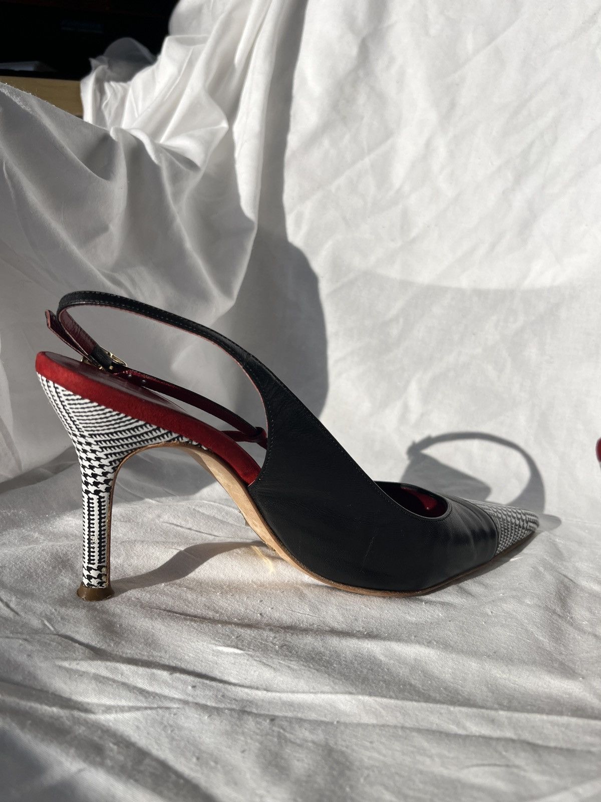 Dolce & Gabbana × Vintage Sling Back Heels Black and Houndstooth Size US 6 / IT 36 - 10 Thumbnail