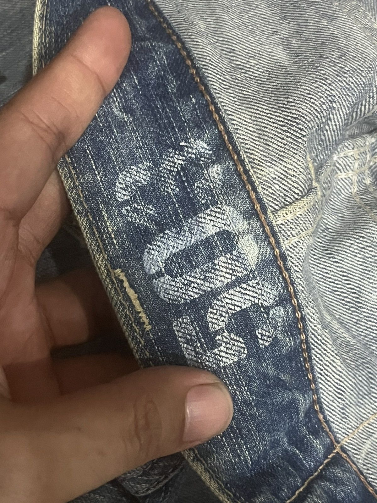Tornado Mart Edwin 503 Blue Trip Distressed Paint Splattered Flare Jeans Size US 28 / EU 44 - 18 Thumbnail