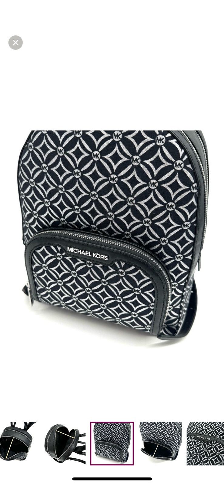 Michael Kors Michael Kors Medium Jaycee Backpack Black/Silver Size ONE SIZE - 8 Thumbnail