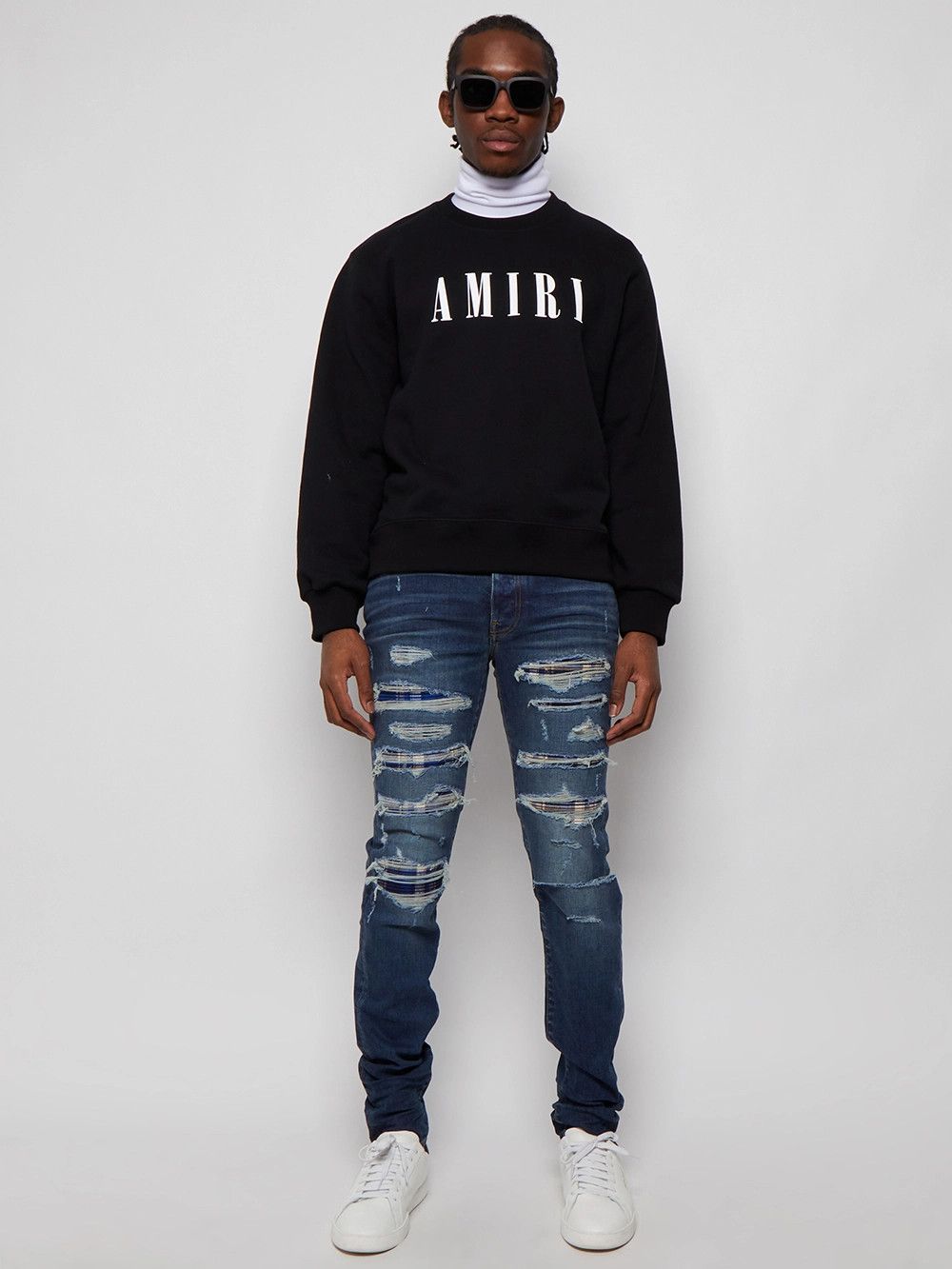 Amiri o1w1db10525 Plaid Thrasher Jeans in Blue Size US 33 - 2 Thumbnail