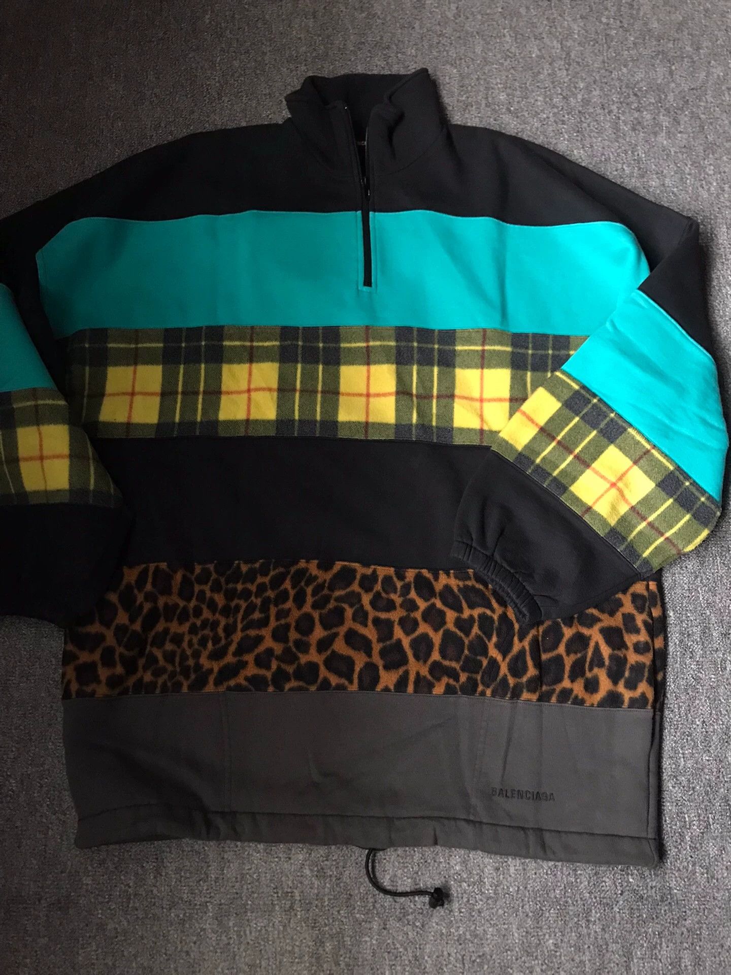 Balenciaga Balenciaga OS Fleece-Lined Half-Zip Colorblocked S Hoodie Size US S / EU 44-46 / 1 - 3 Thumbnail