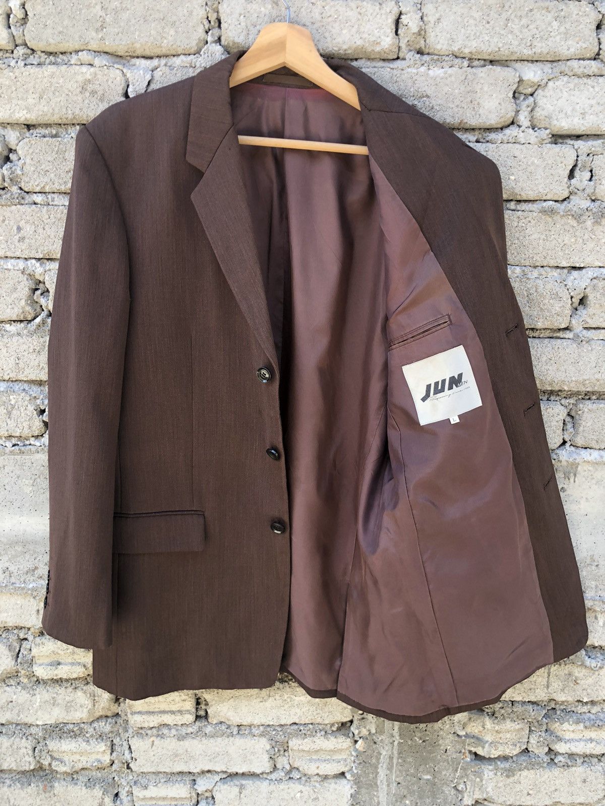 Japanese Brand Vintage Jun Men Brown Blazer’s Jacket Size US L / EU 52-54 / 3 - 3 Thumbnail