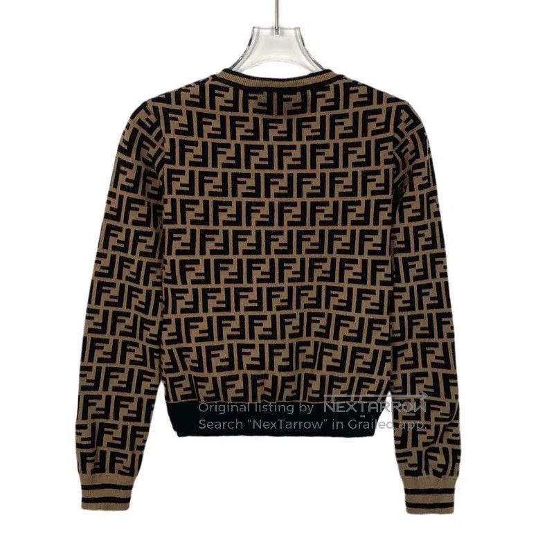 Fendi Fendi Deep brown logo letter full print round neck long sl Size XS / US 0-2 / IT 36-38 - 2 Thumbnail
