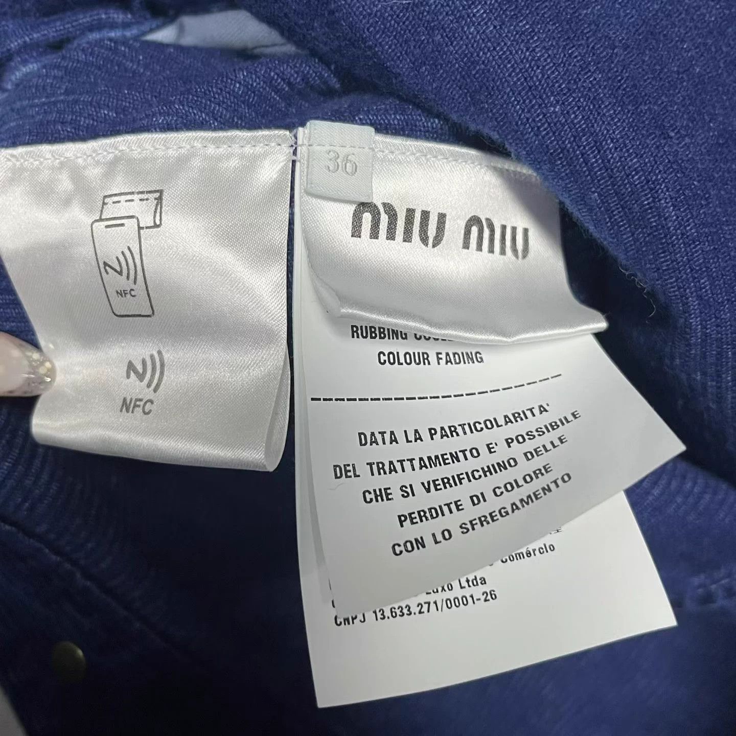 Miu Miu MIU MIU Indigo Solid Logo Lapel Denim Jacket Size XS / US 0-2 / IT 36-38 - 4 Thumbnail