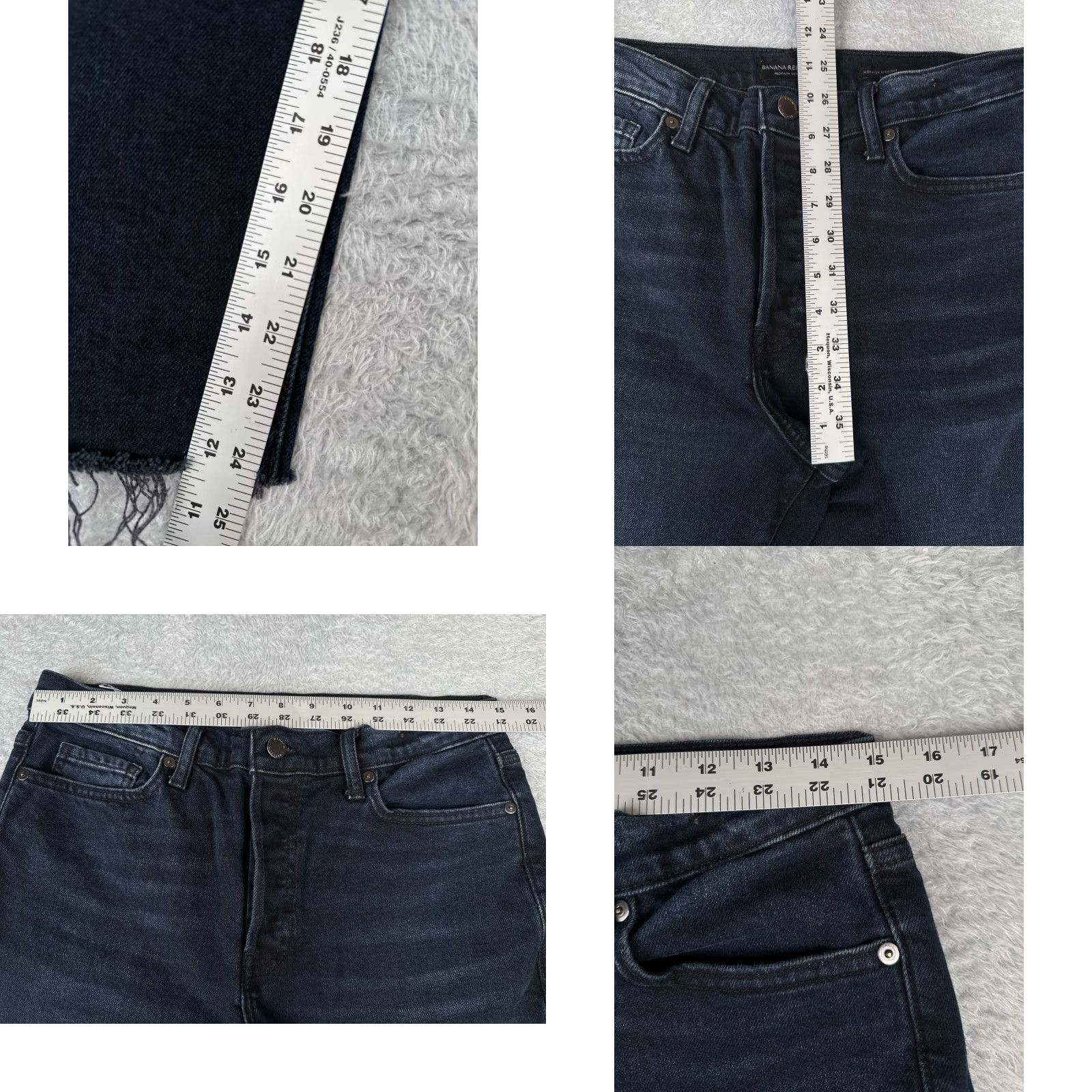 Banana Republic Banana Republic Jeans Women 29P Blue Denim High Rise Straight Raw Hem Dark 29x24 Size 29" - 8 Thumbnail