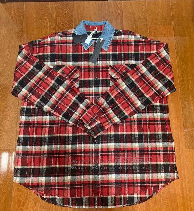 Fear of God Fear Of God Denim Collared Flannel Shirt Red Plaid