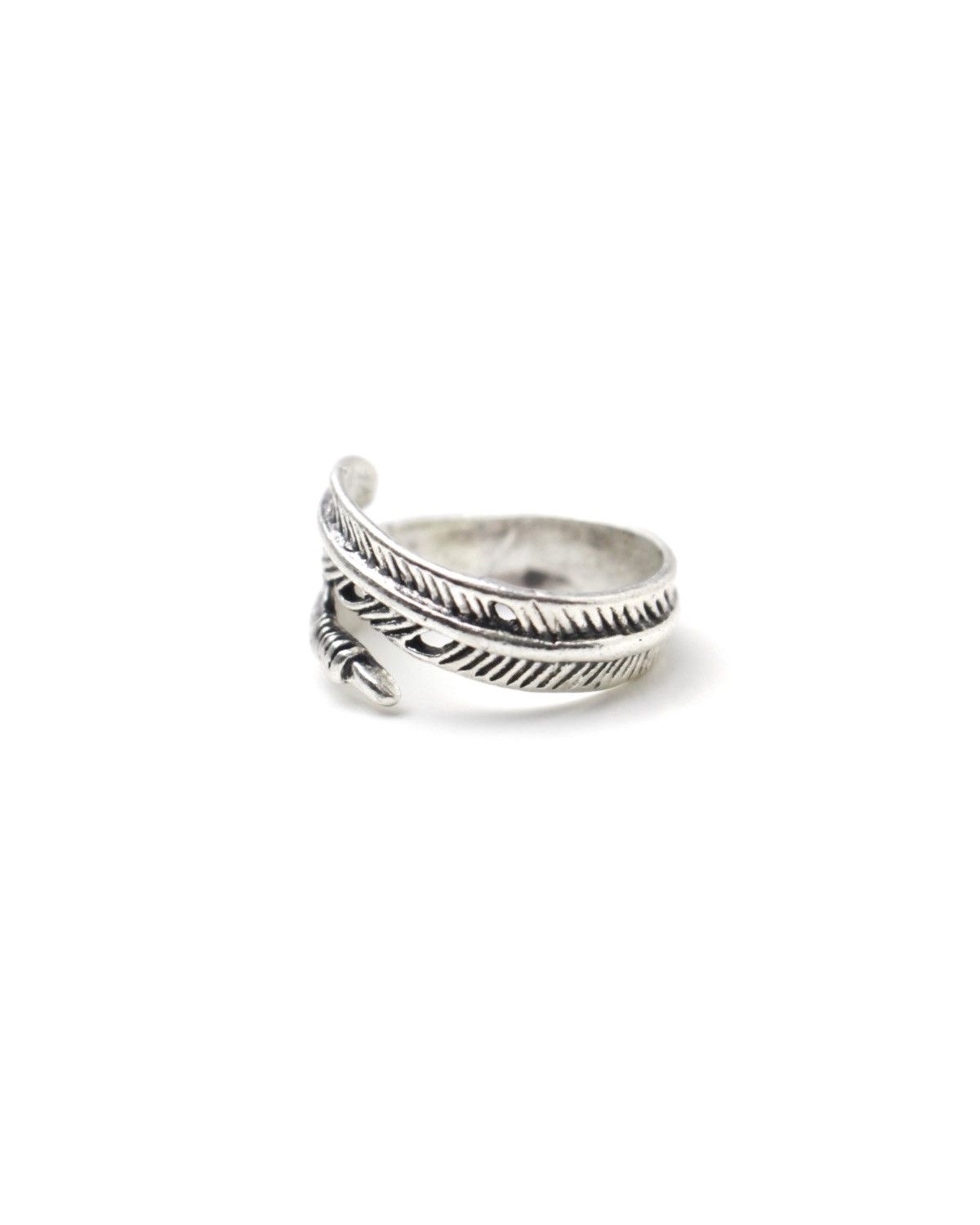 Vintage 2000S JAPANESE MADE NATIVE NAVAJO FEATHER SILVER PLATED RING Size ONE SIZE - 2 Thumbnail