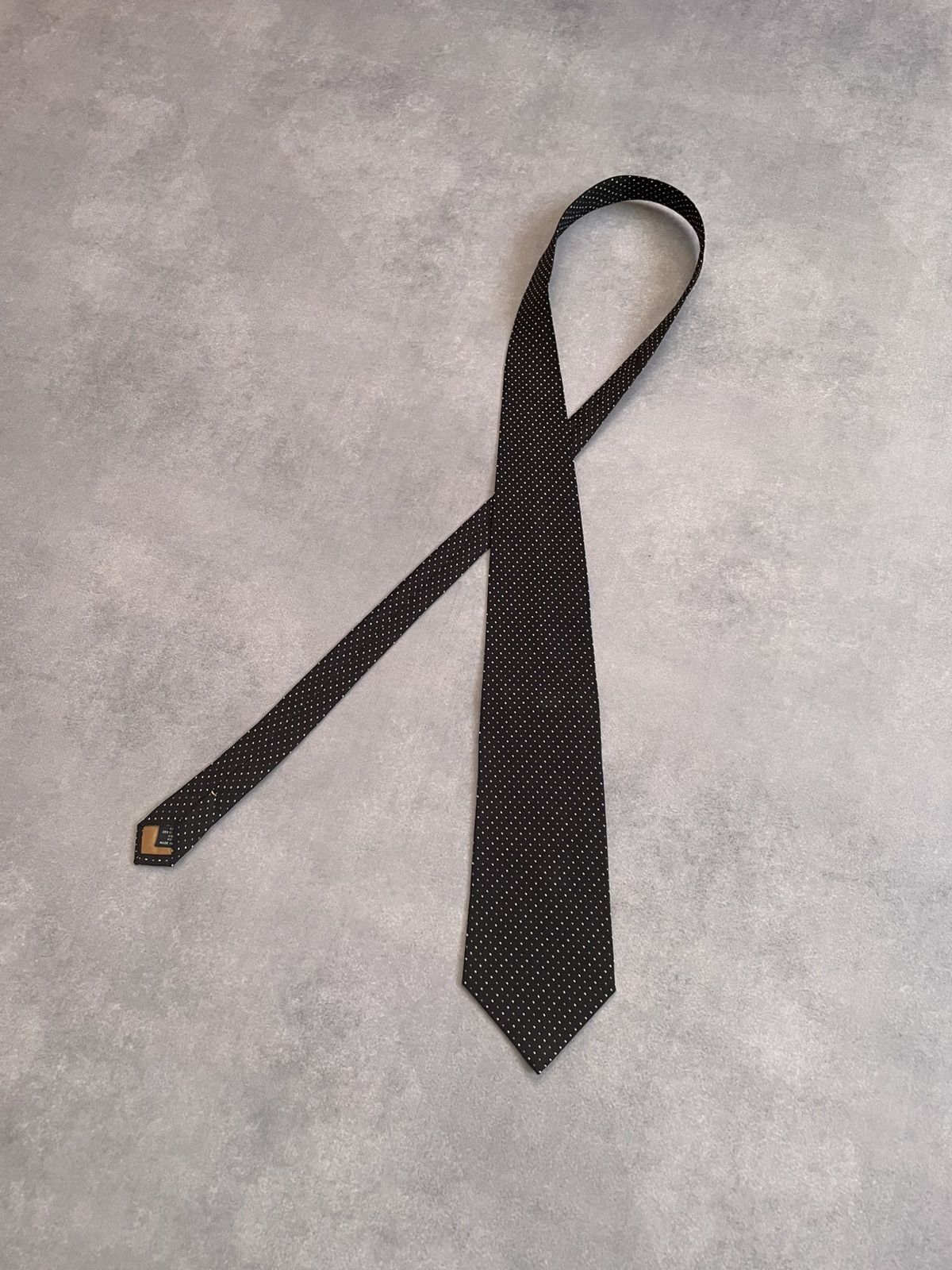 Yves Saint Laurent Yves Saint Laurent Black Polka Dot Silk Neck Tie Size ONE SIZE - 1 Thumbnail