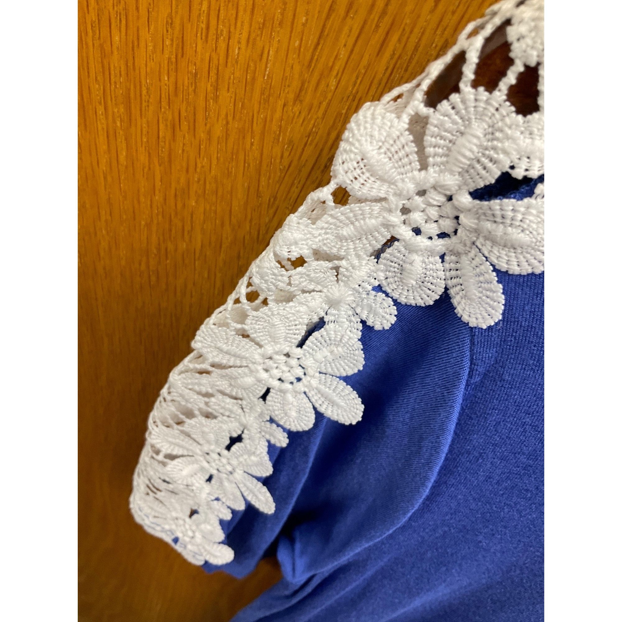 Other Shoulder Flower Crochet Tunic Blue Size Medium Size M / US 6-8 / IT 42-44 - 5 Thumbnail