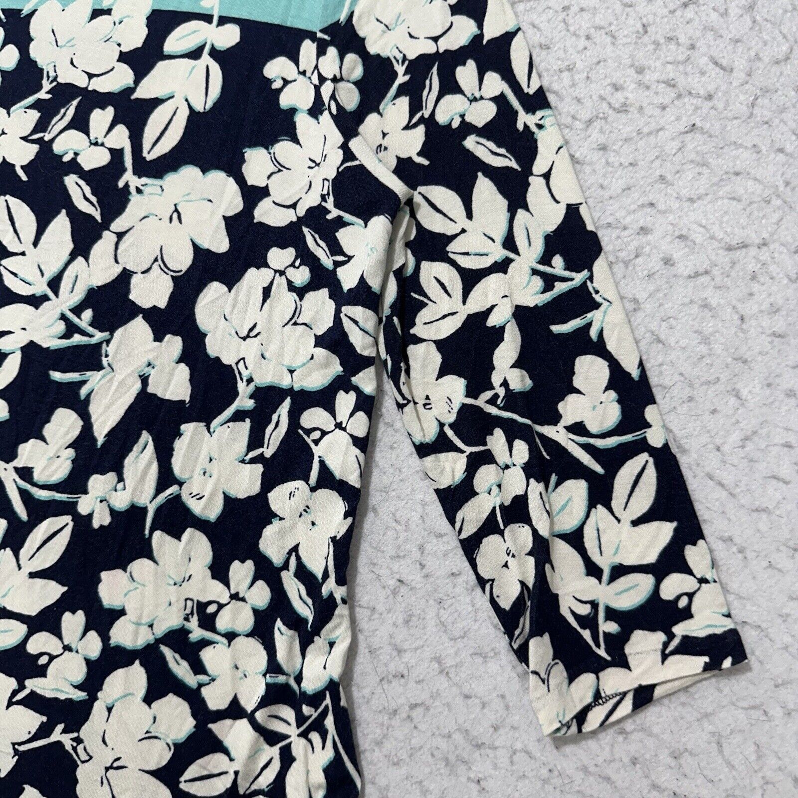 Croft & Barrow Croft & Barrow PM Teal Navy Blue Floral Blouse T Shirt Size M / US 6-8 / IT 42-44 - 5 Thumbnail
