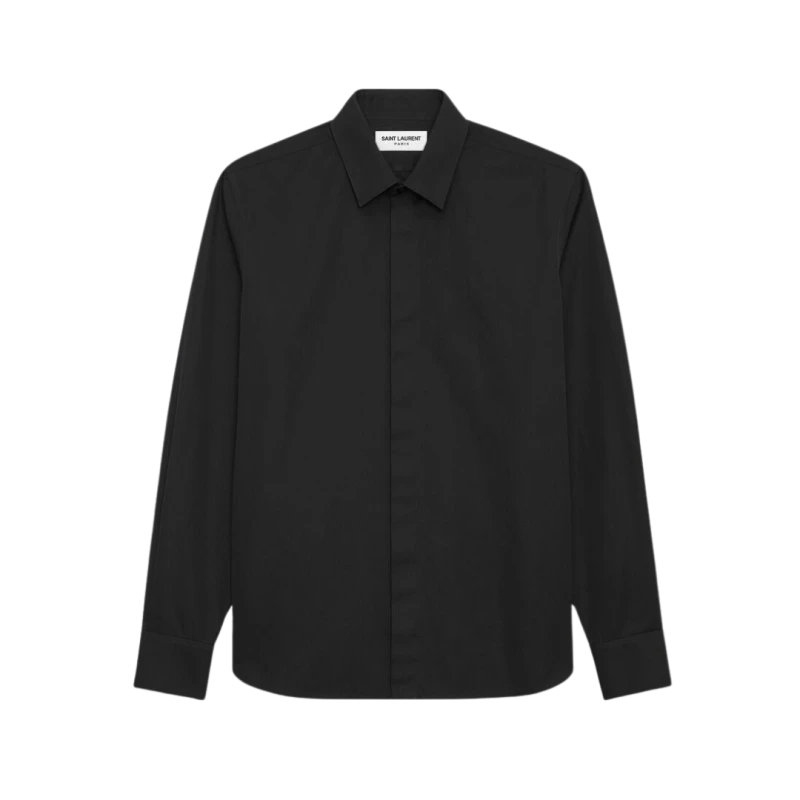 Saint Laurent Paris o1bcso1str0625 Slim Fit Shirt In Poplin in Black Size US XXS / EU 40 - 1 Thumbnail