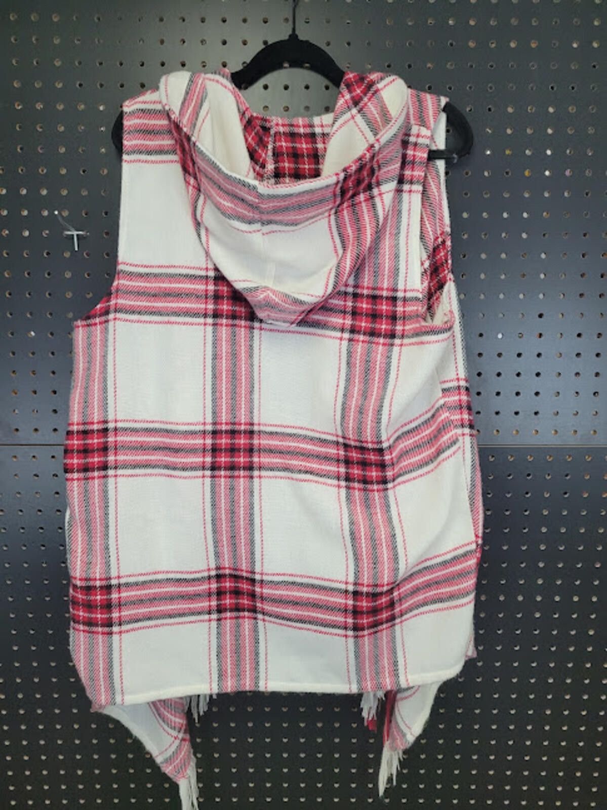 Reindee Lusion Rewind Hooded Plaid Poncho Flyaway Vest with Fringe Trim Size XL / US 12-14 / IT 48-50 - 5 Thumbnail