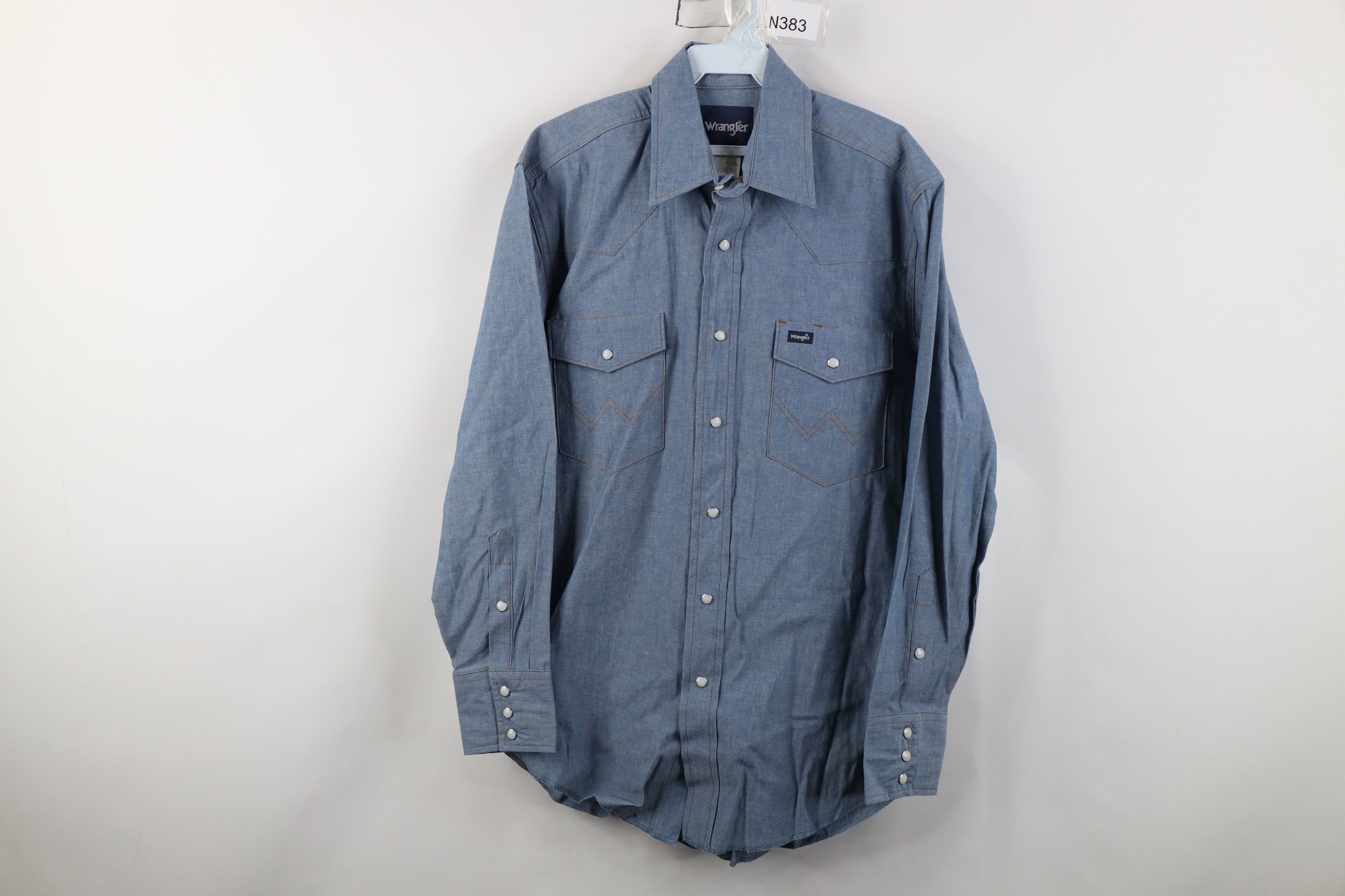 Wrangler Vintage 90s Wrangler Western Cowboy Rodeo Button Shirt Blue Size US M / EU 48-50 / 2 - 1 Thumbnail