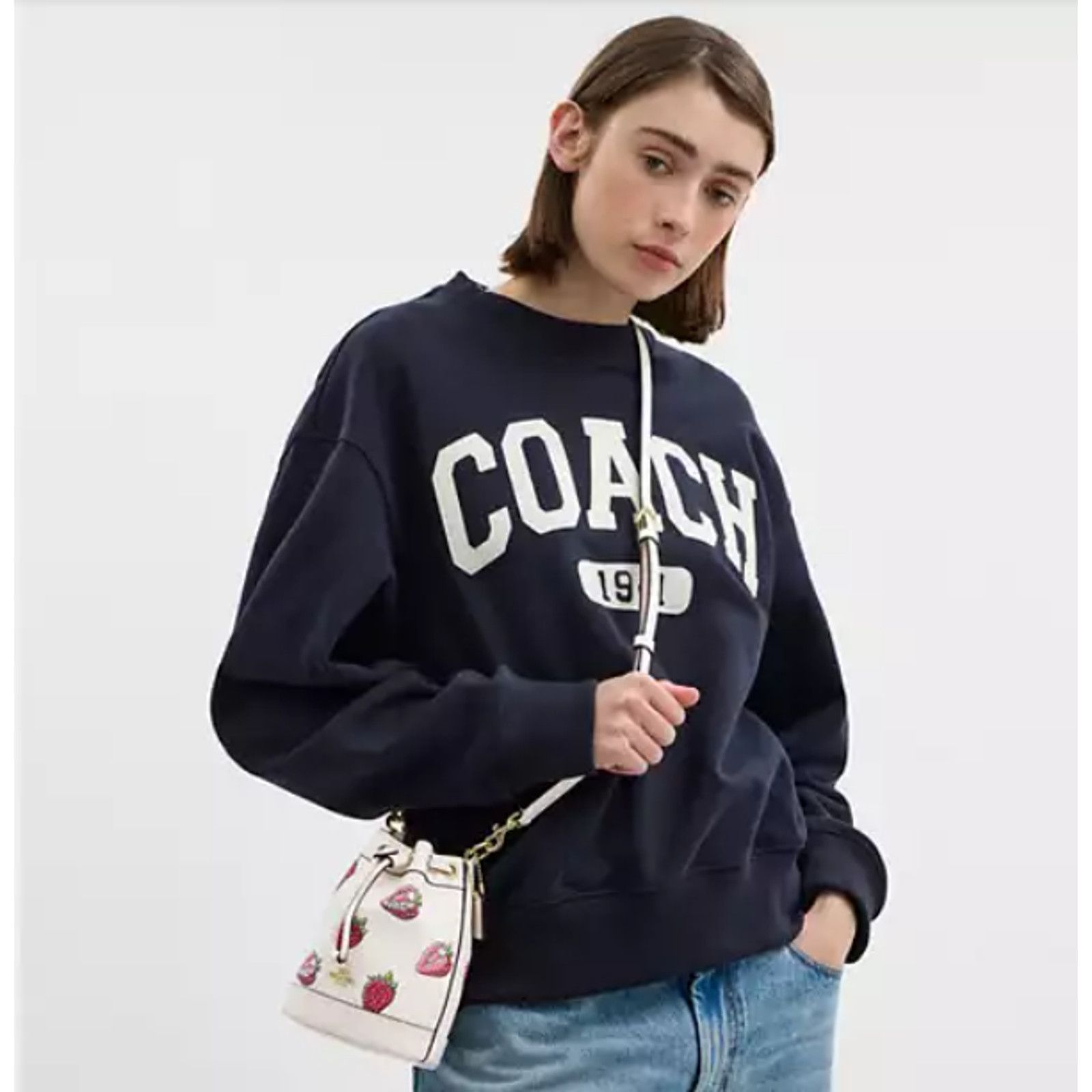 Coach Coach Mini Bucket Bag Crosssbody Strawberry Print Chalk NWT Size ONE SIZE - 8 Thumbnail