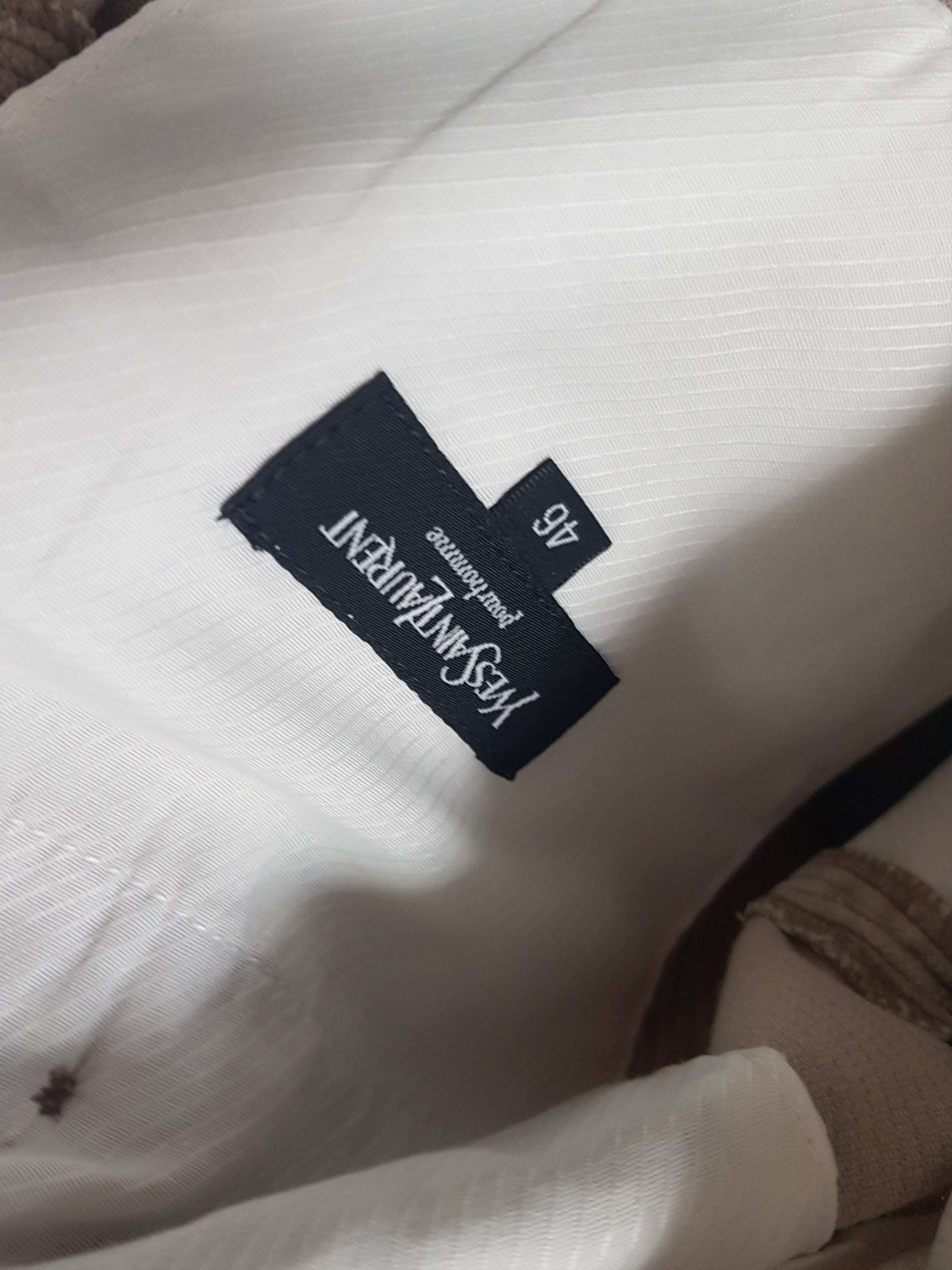 Designer × Vintage × Yves Saint Laurent Luxury 90s YSL Satin beige Wide leg Corduroy chino Trousers Size US 33 - 5 Thumbnail
