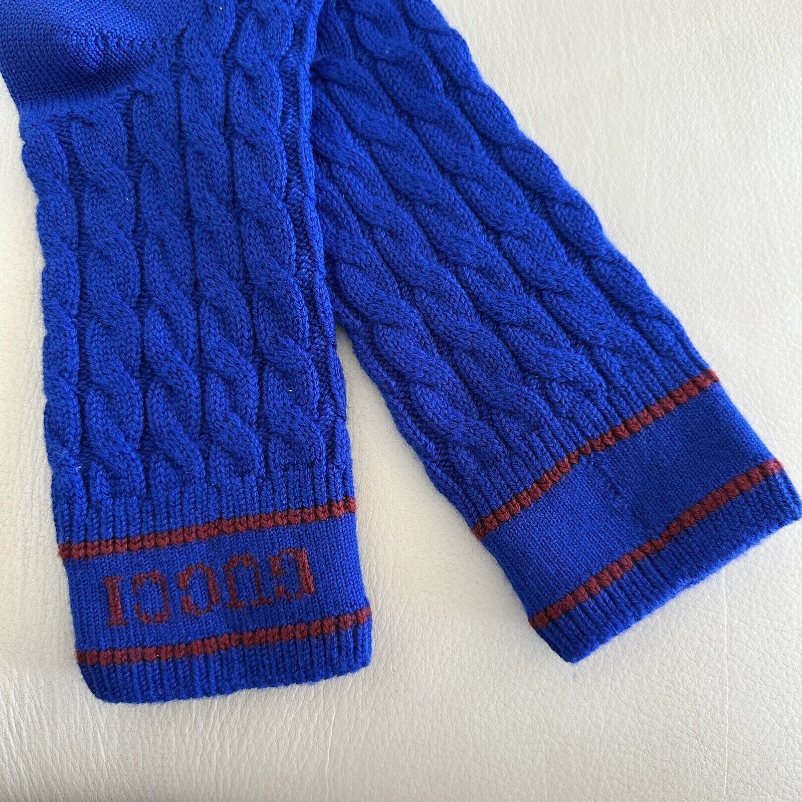 Gucci NWT GUCCI CABLE KNIT SOCKS BLUE RED Ankle SZ M Size ONE SIZE - 4 Thumbnail