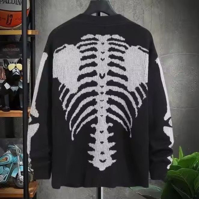 Japanese Brand Oversized Skeleton Bone Printed Knitted Sweaters Size US M / EU 48-50 / 2 - 2 Thumbnail
