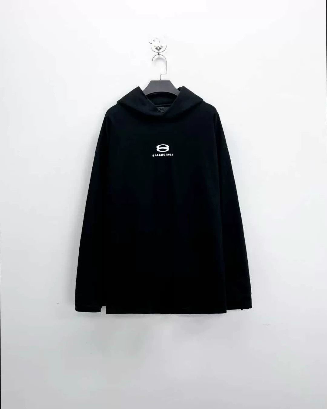 balenciaga black hoodie with logo detail