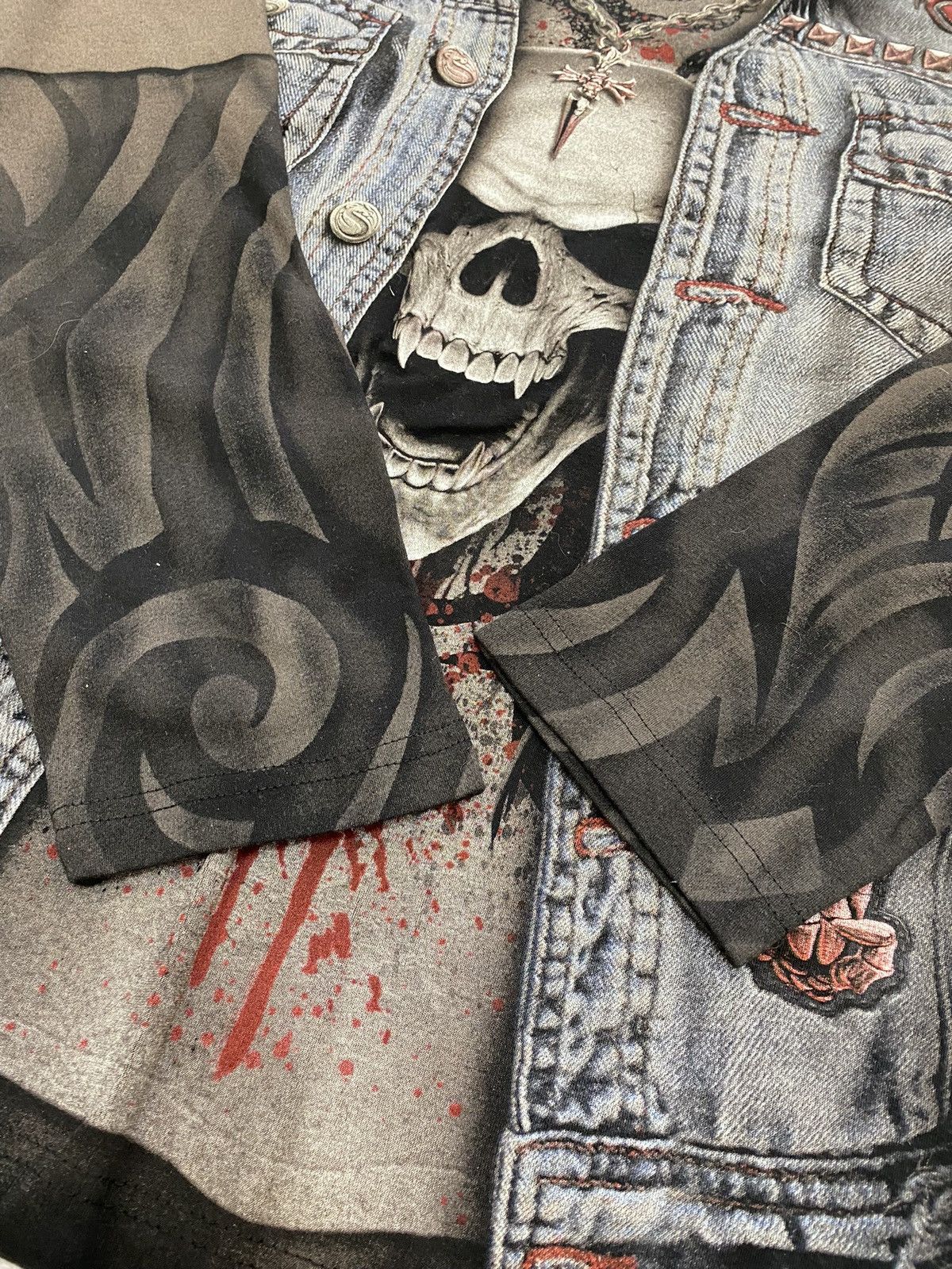 Japanese Brand Vintage Punk Rock Skull 3D Tatoo All Over Print Longsleeve Size US L / EU 52-54 / 3 - 4 Thumbnail