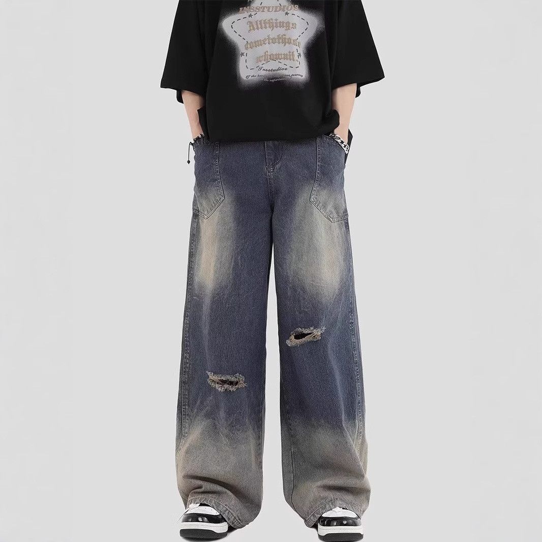Japanese Brand × Jean Vintage high street wide leg ripped jeans Size US 32 / EU 48 - 2 Thumbnail