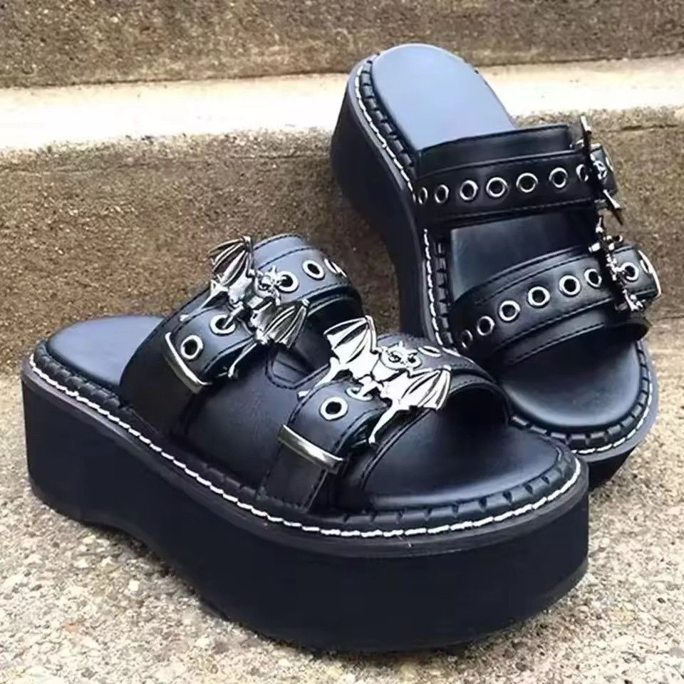 Metal Buckles Vampire Slippers Unisex