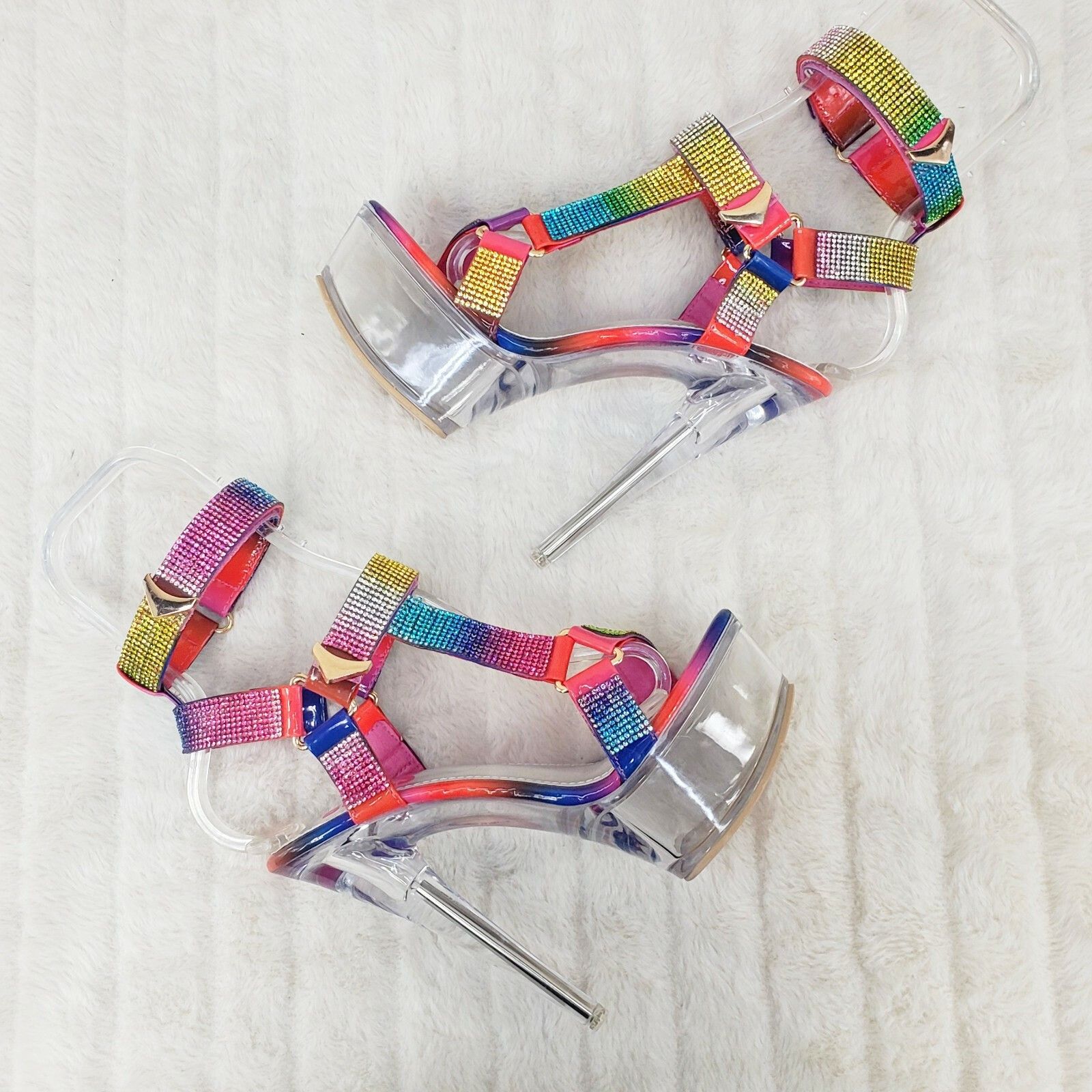 Other Xapala Rainbow Rhinestone Harness Strap Clear Platform High Size US 7.5 / IT 37.5 - 8 Thumbnail