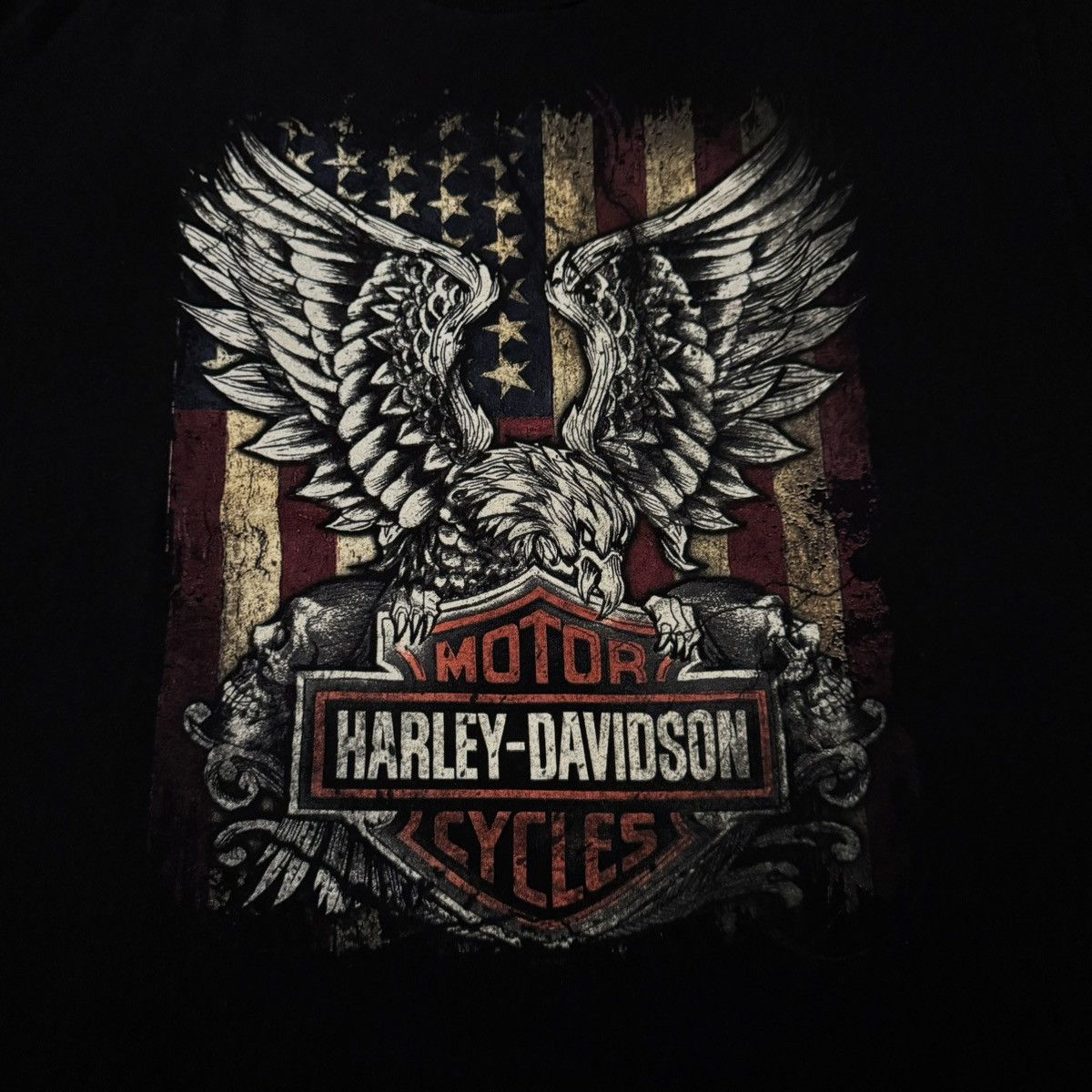 Harley Davidson Harley Davidson Wisconsin Eagle USA Flag Tee Shirt Size US XL / EU 56 / 4 - 2 Thumbnail
