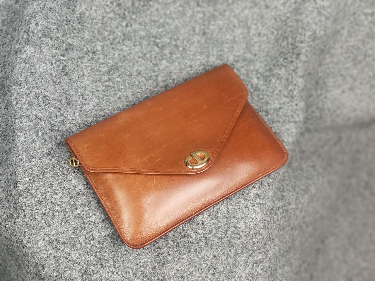 Dior Christian Dior Vintage 80s Envelope Clutch Brown Leather Bag Size ONE SIZE - 5 Thumbnail