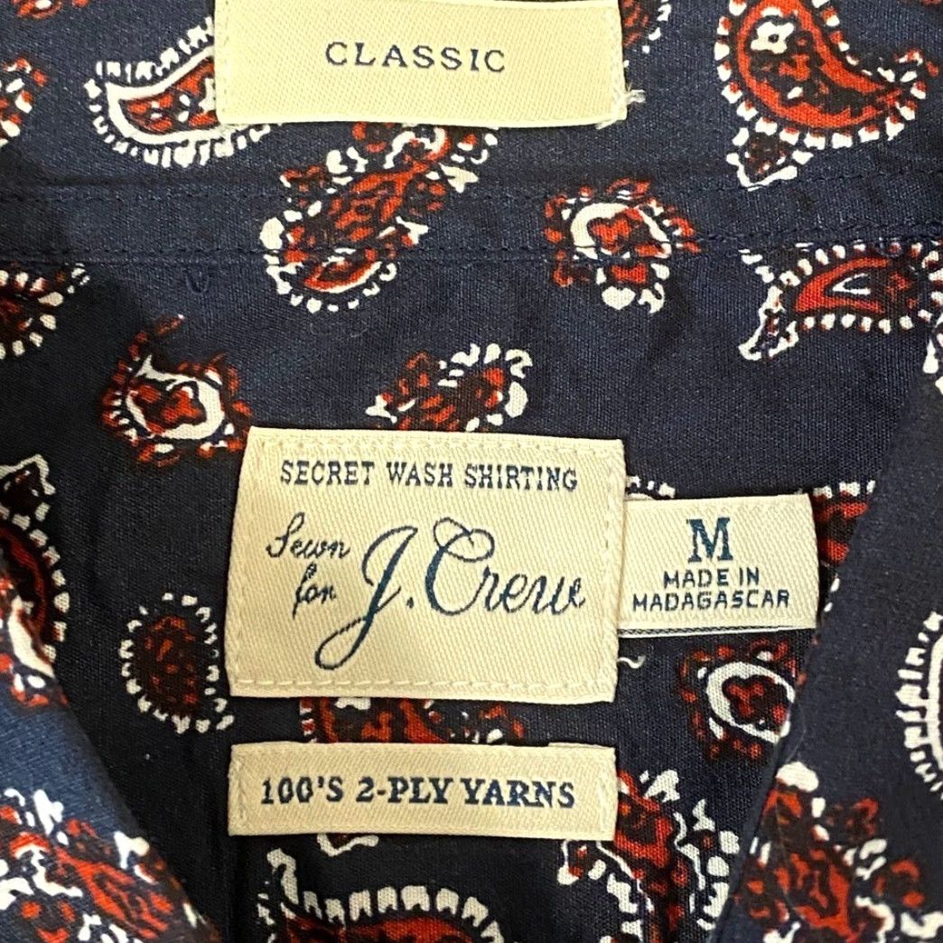 J.Crew J.Crew Shirt Mens Medium Paisley Classic Button-Up Secret Wash Long Sleeve Blue Button-Down Collared Cotton Shirt Mens Fashion Size US M / EU 48-50 / 2 - 3 Thumbnail