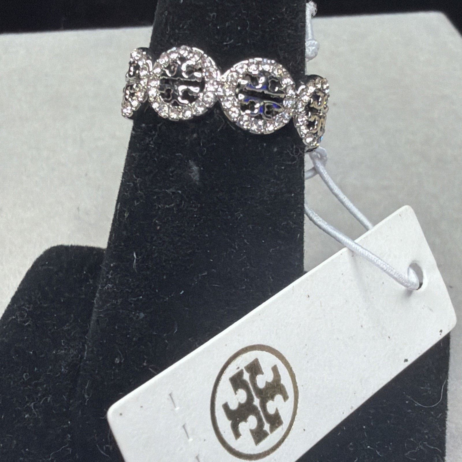 Tory Burch Tory Burch Silver Miller Pavé Ring T Logo Swarovski Size 7 Size ONE SIZE - 10 Thumbnail