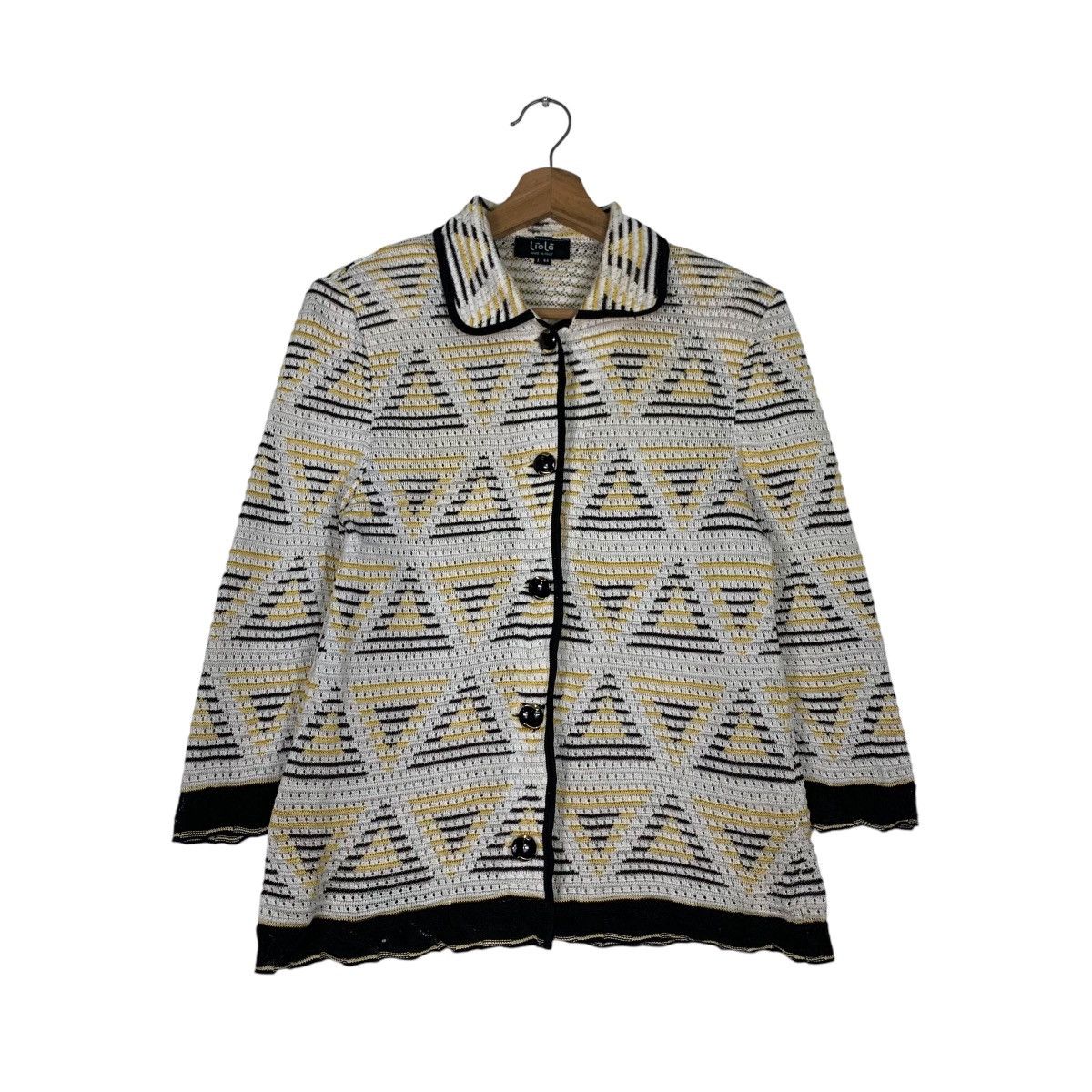 Japanese Brand LIOLA Triangle Logo All Over Button Jacket #1194-C54 Size M / US 6-8 / IT 42-44 - 1 Thumbnail
