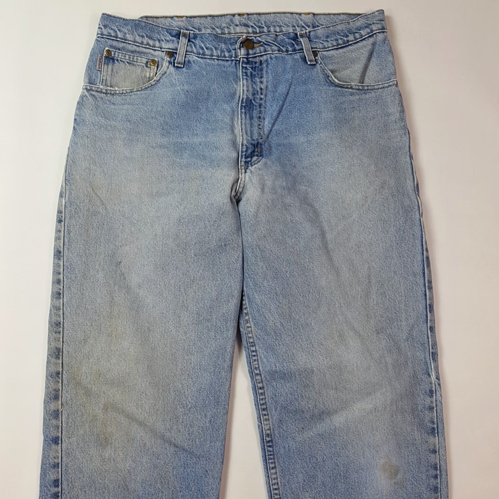 Carhartt VINTAGE Carhartt Jeans Denim Blue Distressed 36x33 36" Waist 33" Inseam Men Workwear Retro Grunge Hidden Pockets Size US 36 / EU 52 - 2 Thumbnail