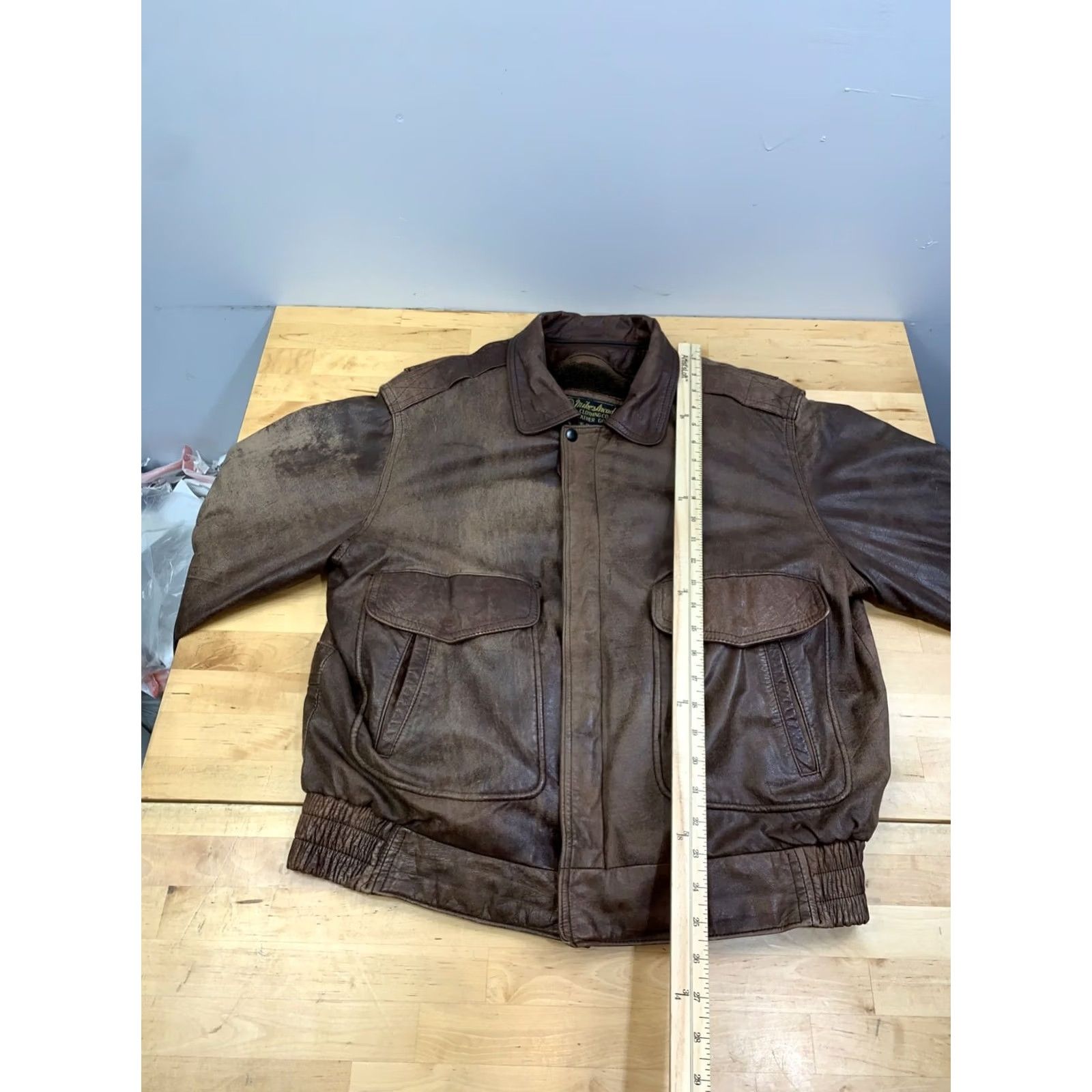 Vintage VINTAGE Mikes Arcade Leather Bomber Jacket Men M Brown Lined Zip Distress Size US M / EU 48-50 / 2 - 6 Thumbnail