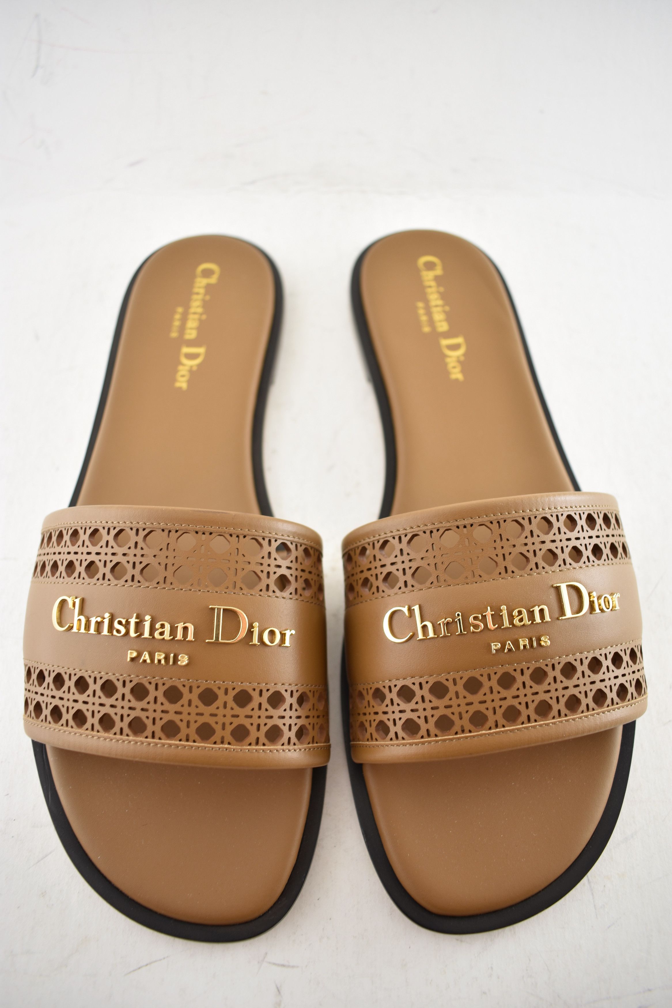 Dior Dior D-Lane Dway Micro Cannage Leather Slide Flat Sandal 37 Size US 7 / IT 37 - 9 Thumbnail