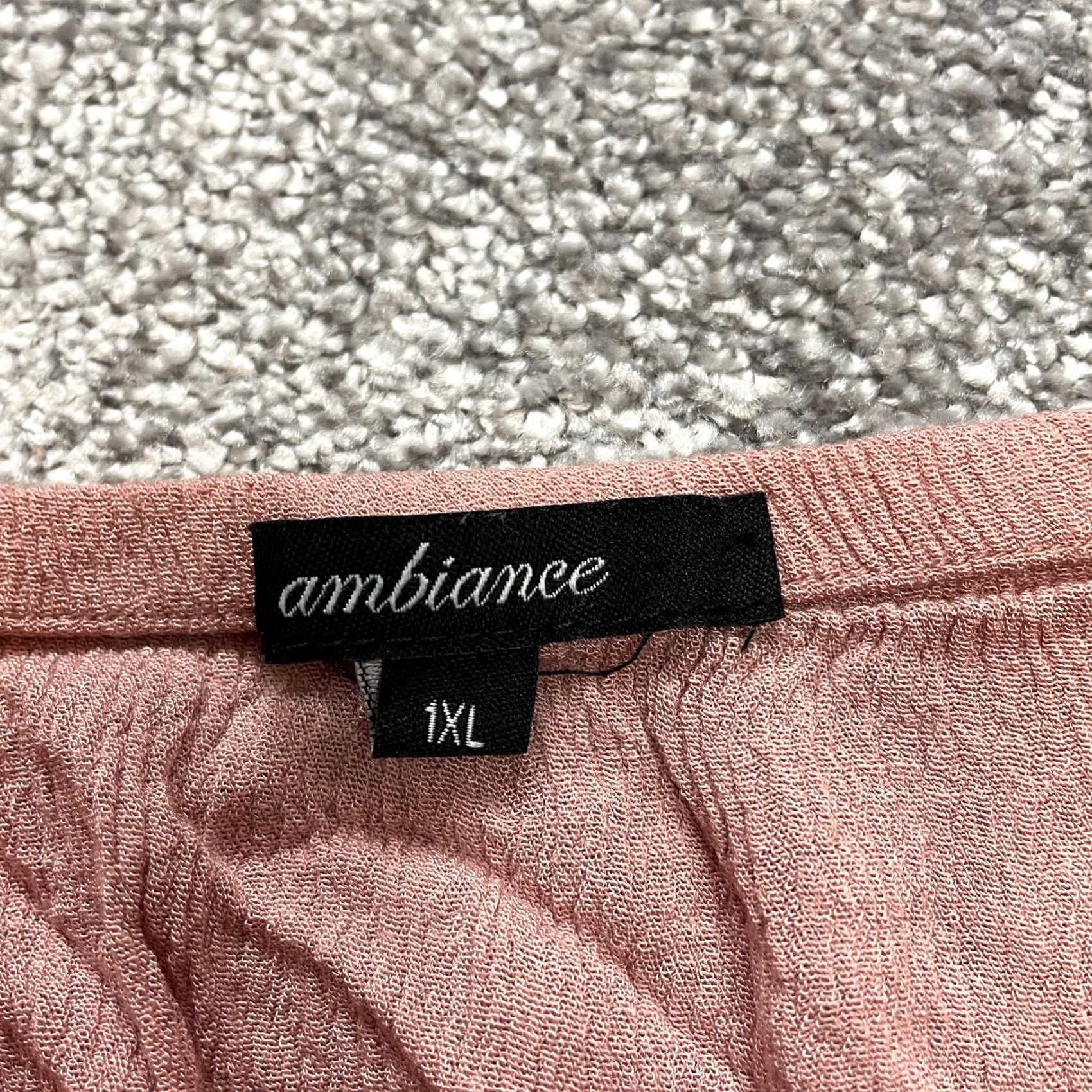 Pinko Ambiance Blouse Top Womens XL Pink Cold Shoulder Short Sleeve Stretch Rayon Blouse Regular Womens Pink 1XL Casual Sleeve Round Neck Pullover Ruffle Size XL / US 12-14 / IT 48-50 - 4 Thumbnail
