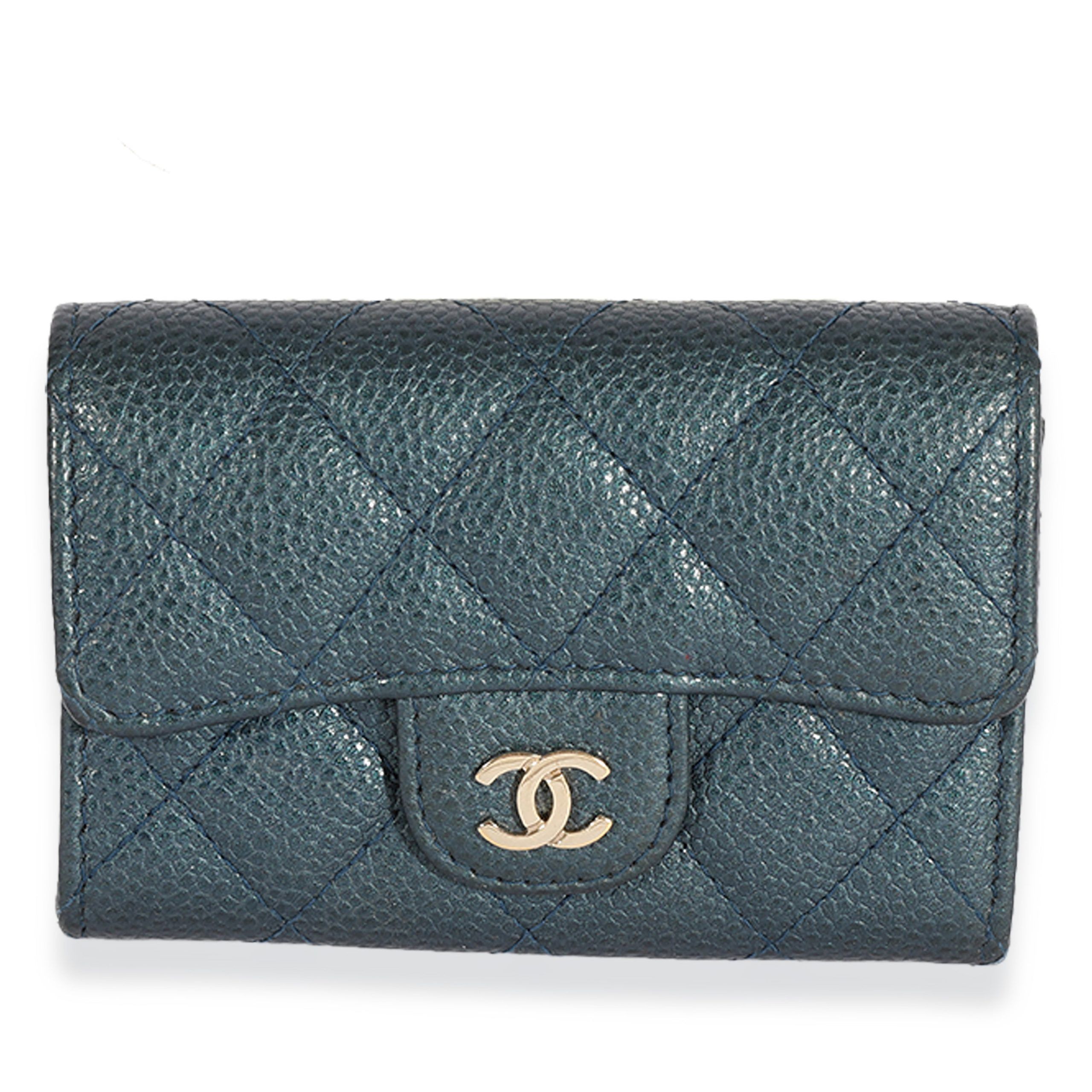 Chanel Chanel Blue Quilted Caviar Flap Card Holder Wallet Size ONE SIZE - 1 Thumbnail