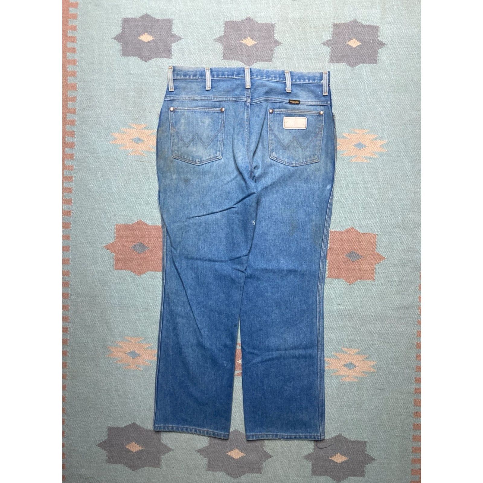 Wrangler VINTAGE Wrangler Jeans Straight Men 34 34x28 Blue Denim Zip Talon 70s Farm Worn Size US 34 / EU 50 - 7 Thumbnail