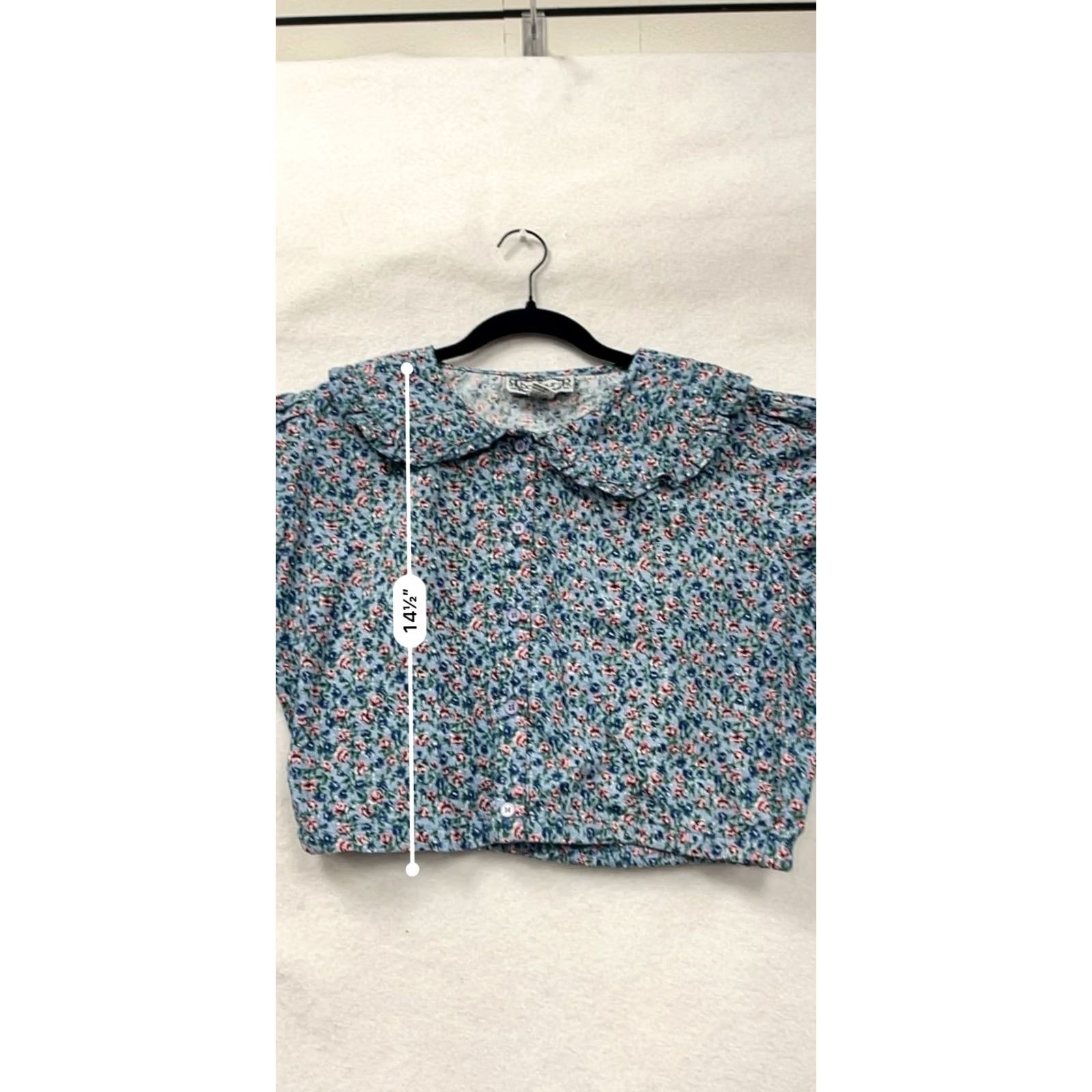 Vintage VINTAGE BonJour Floral Blouse Womens L Blue Puff Sleeve Peter Pan Collar Blouse Size L / US 10 / IT 46 - 6 Thumbnail