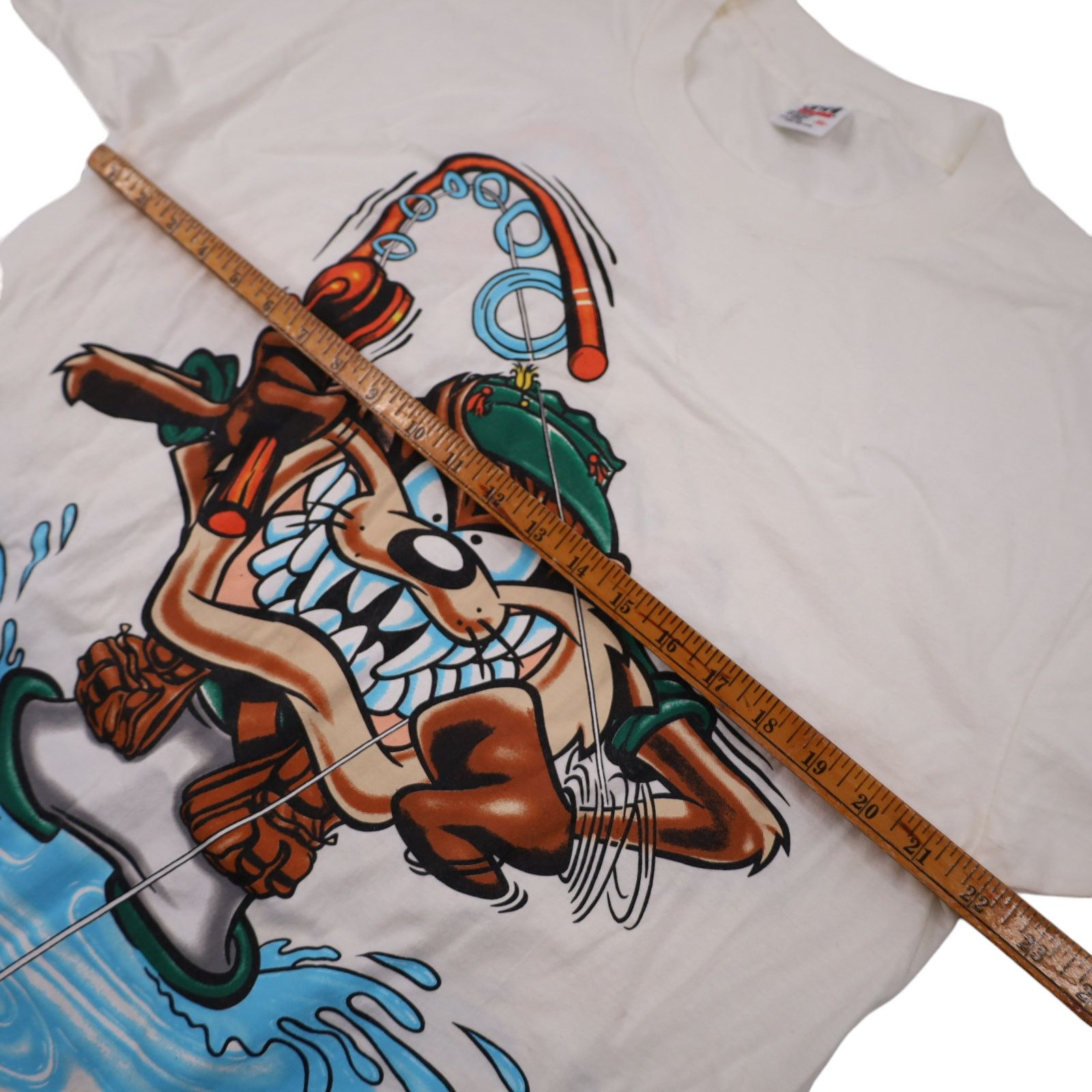 Vintage Vintage Looney Tunes Fishing Taz Front Back Print Graphic T Size US XL / EU 56 / 4 - 7 Thumbnail